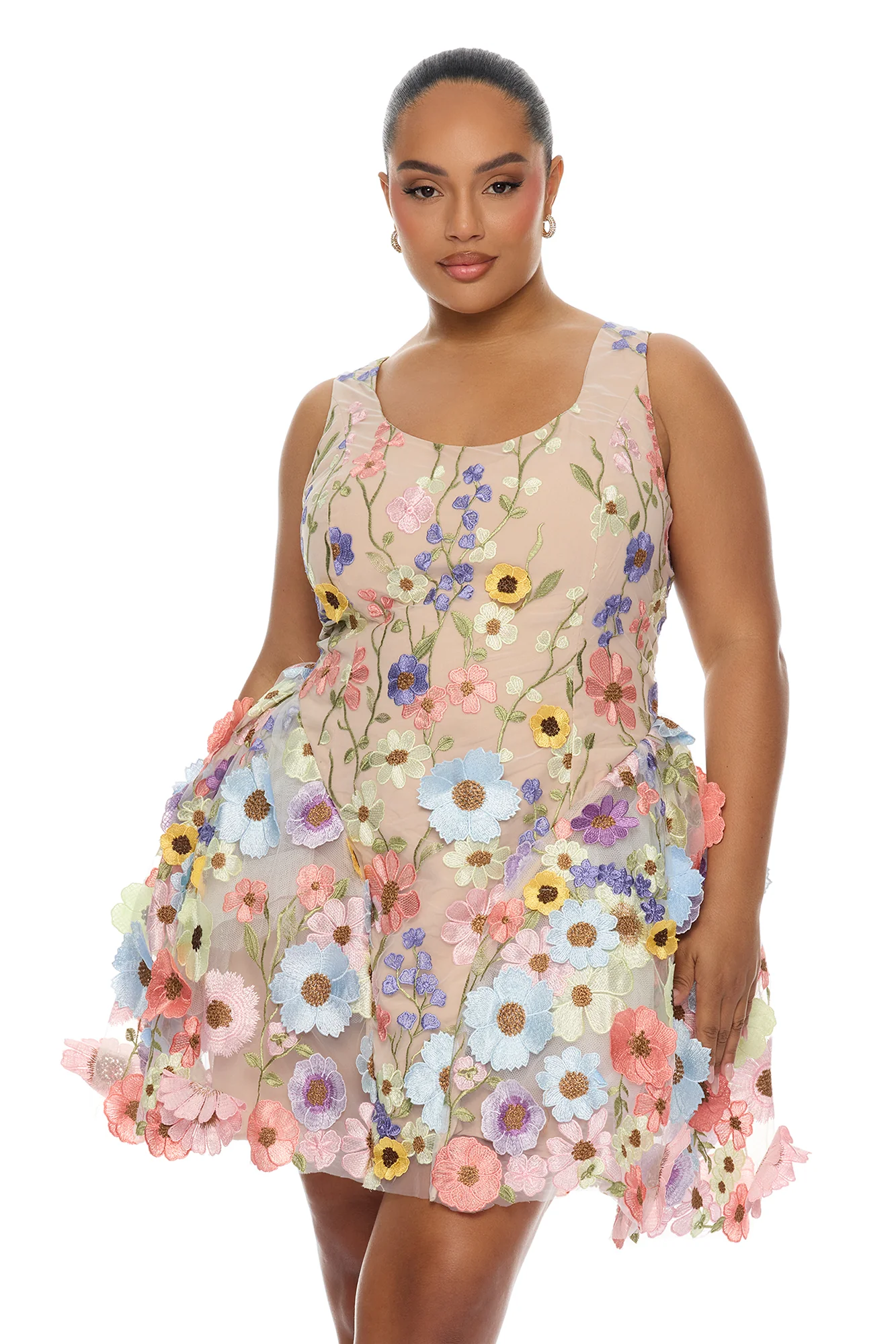 Wildflower Way Embroidered Mesh Mini Dress - Multi Color - Image 6
