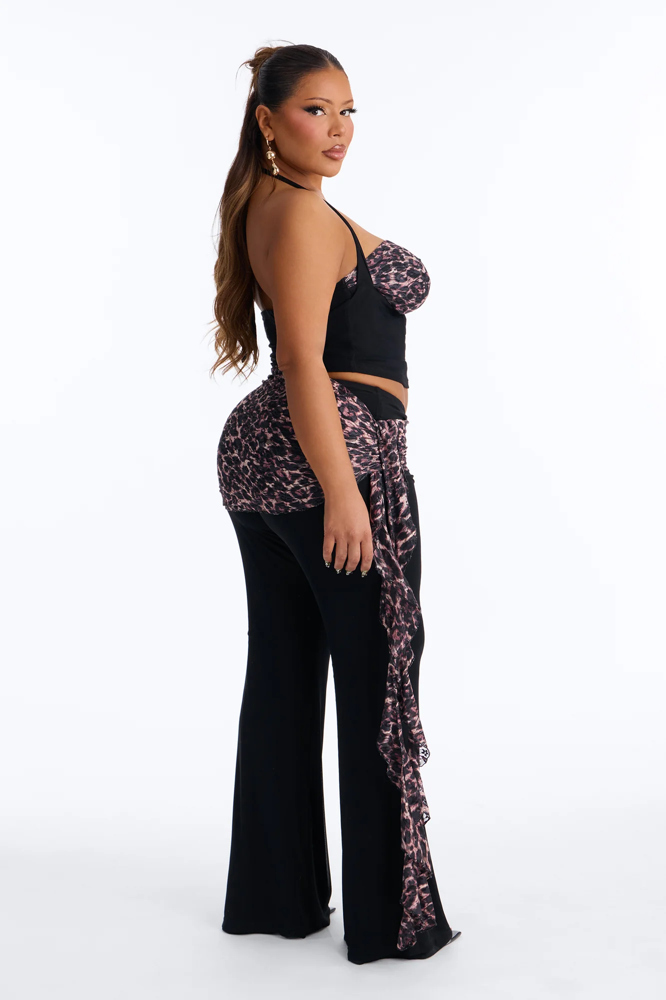 Wildly Tempting Halter Leopard Pant Set - Black/combo - Image 8