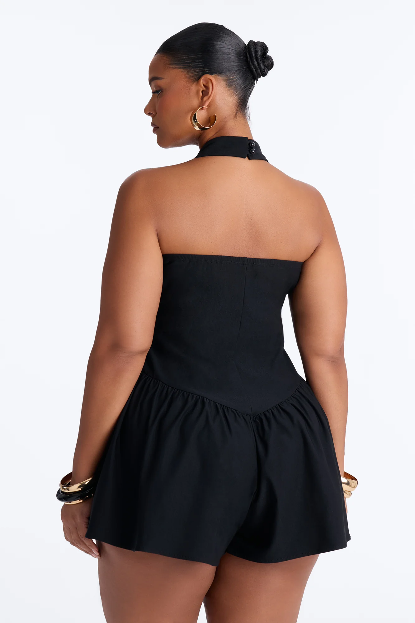 Willa Bubble Halter Romper - Black - Image 9