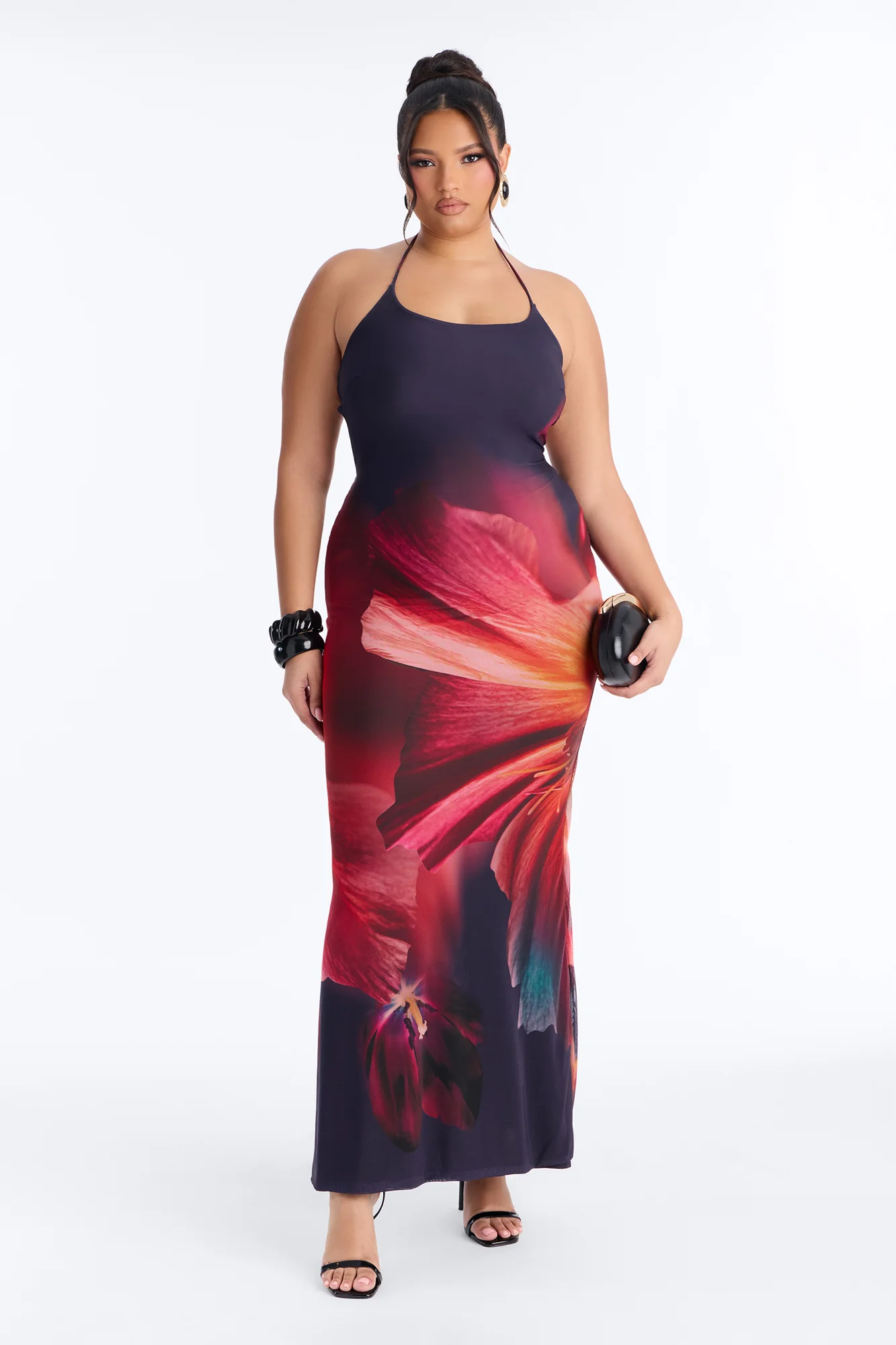 Willa Floral Mesh Maxi Dress - Black/combo - Image 5