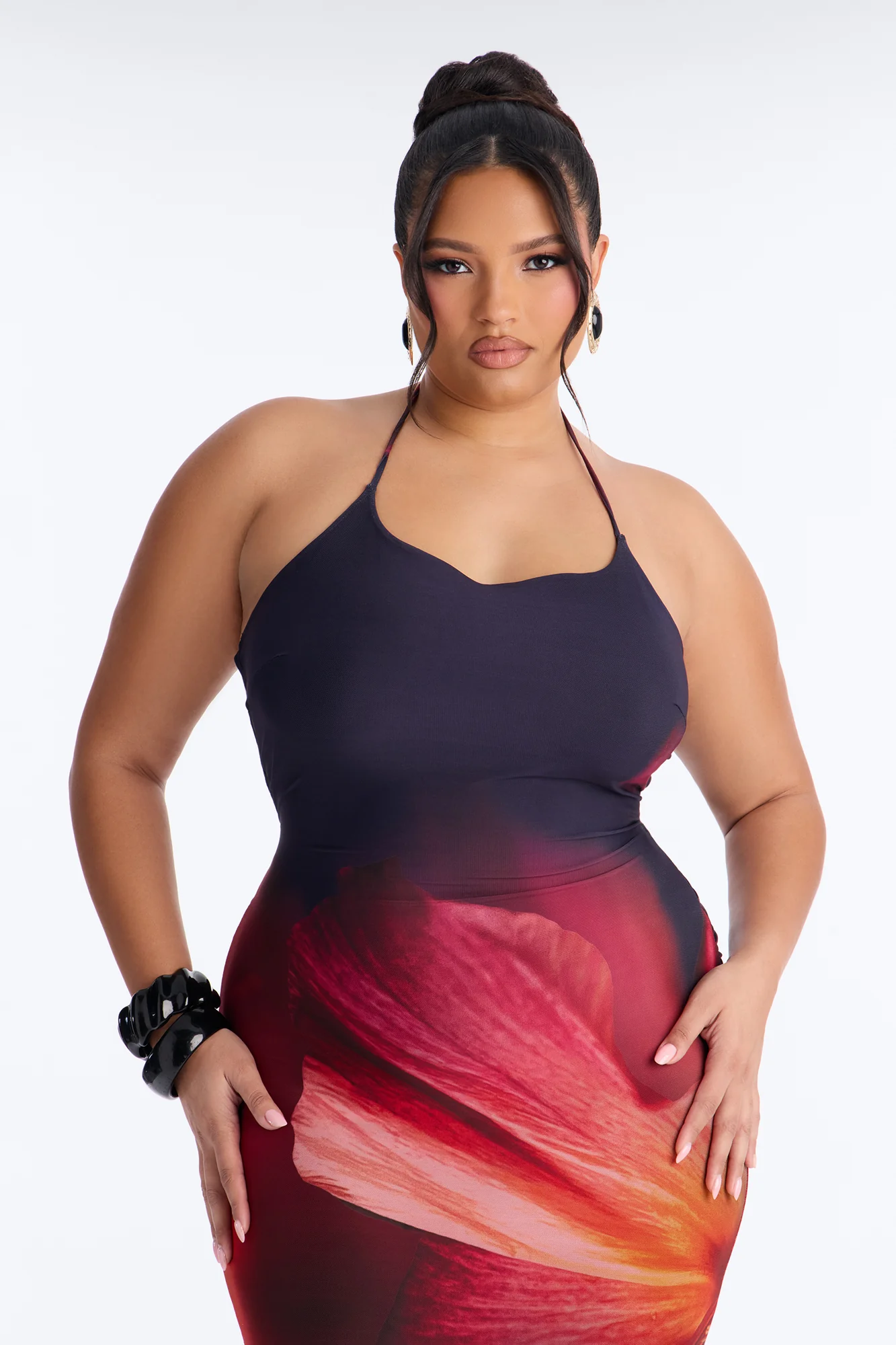 Willa Floral Mesh Maxi Dress - Black/combo - Image 6