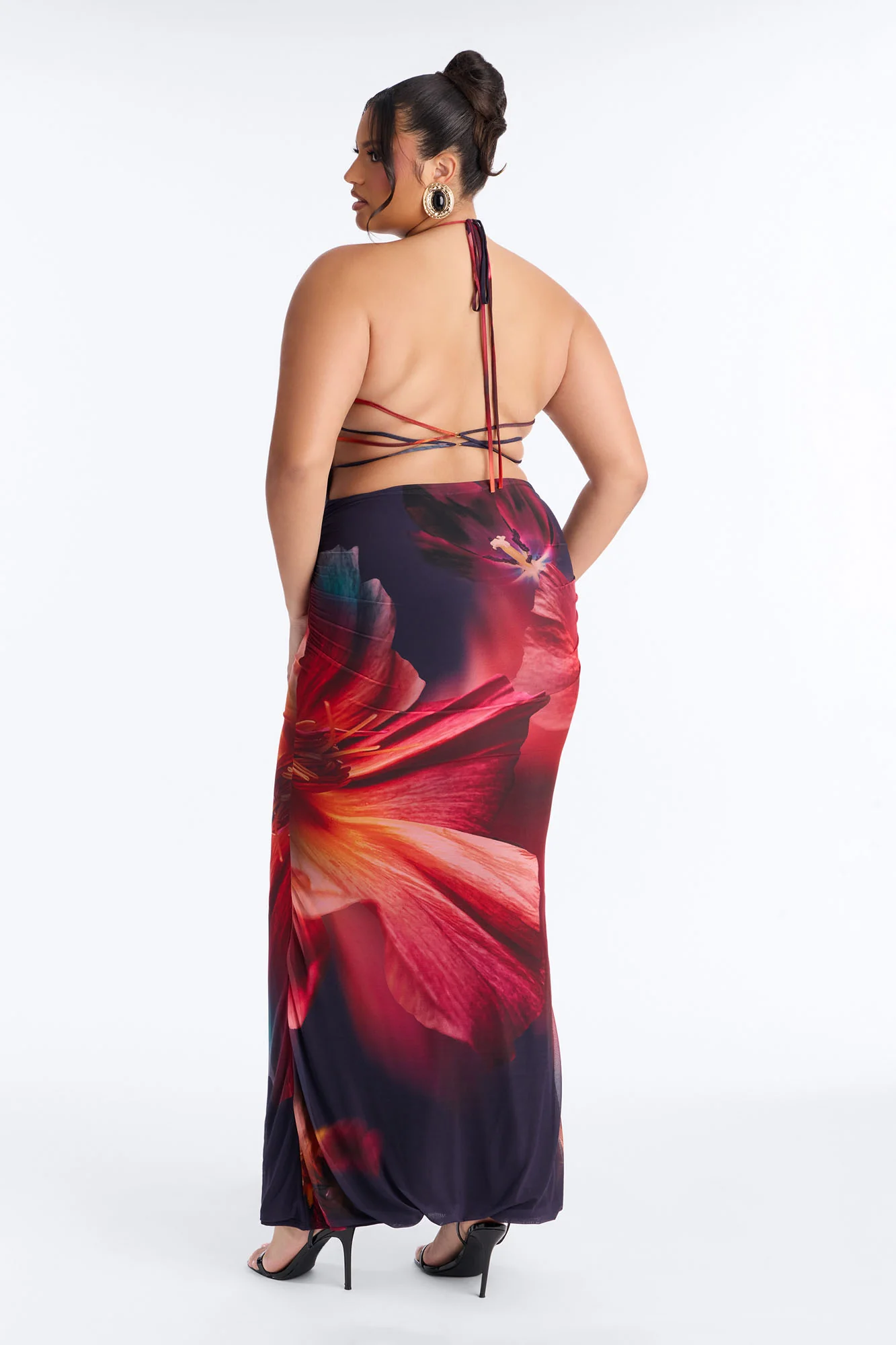 Willa Floral Mesh Maxi Dress - Black/combo - Image 8
