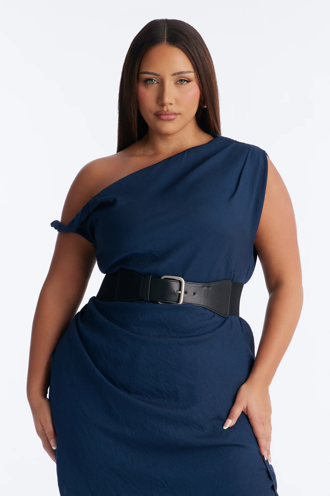 Willow Belted Asymmetrical Pant Set - Navy - Image 6