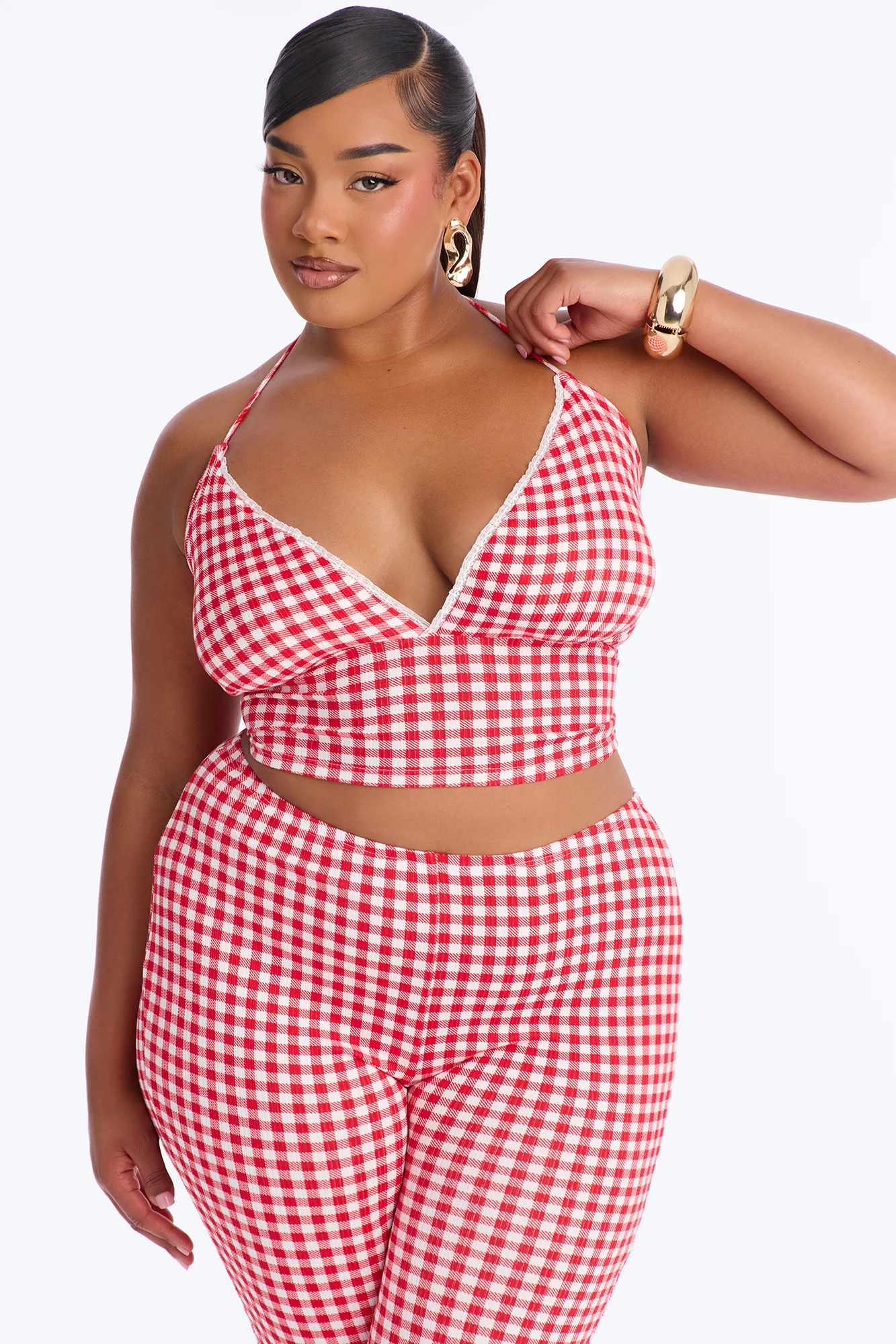 Willow Gingham Halter Capri Set - Red - Image 6