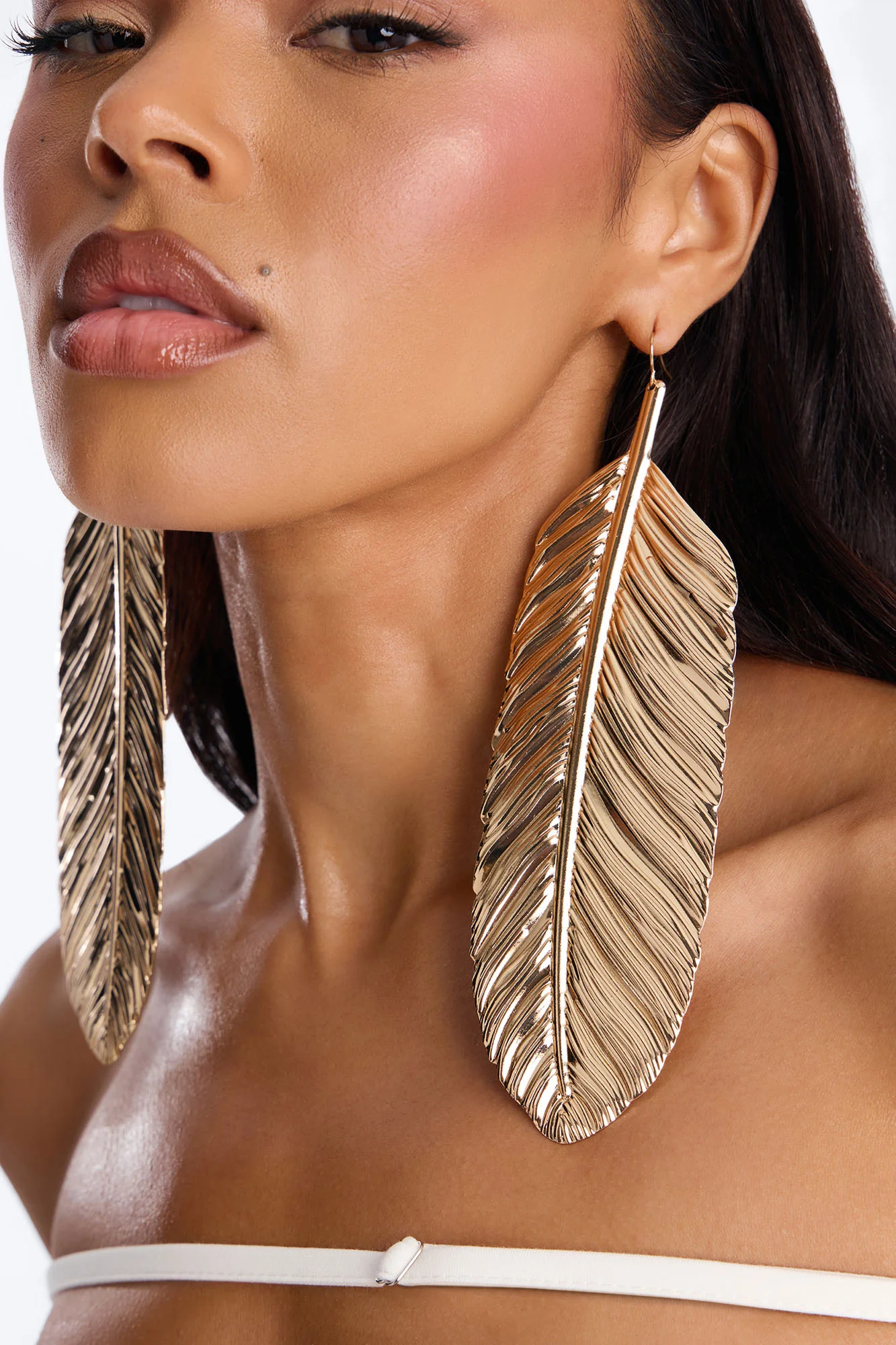 Willow Leaf Drop Earrings - Gold