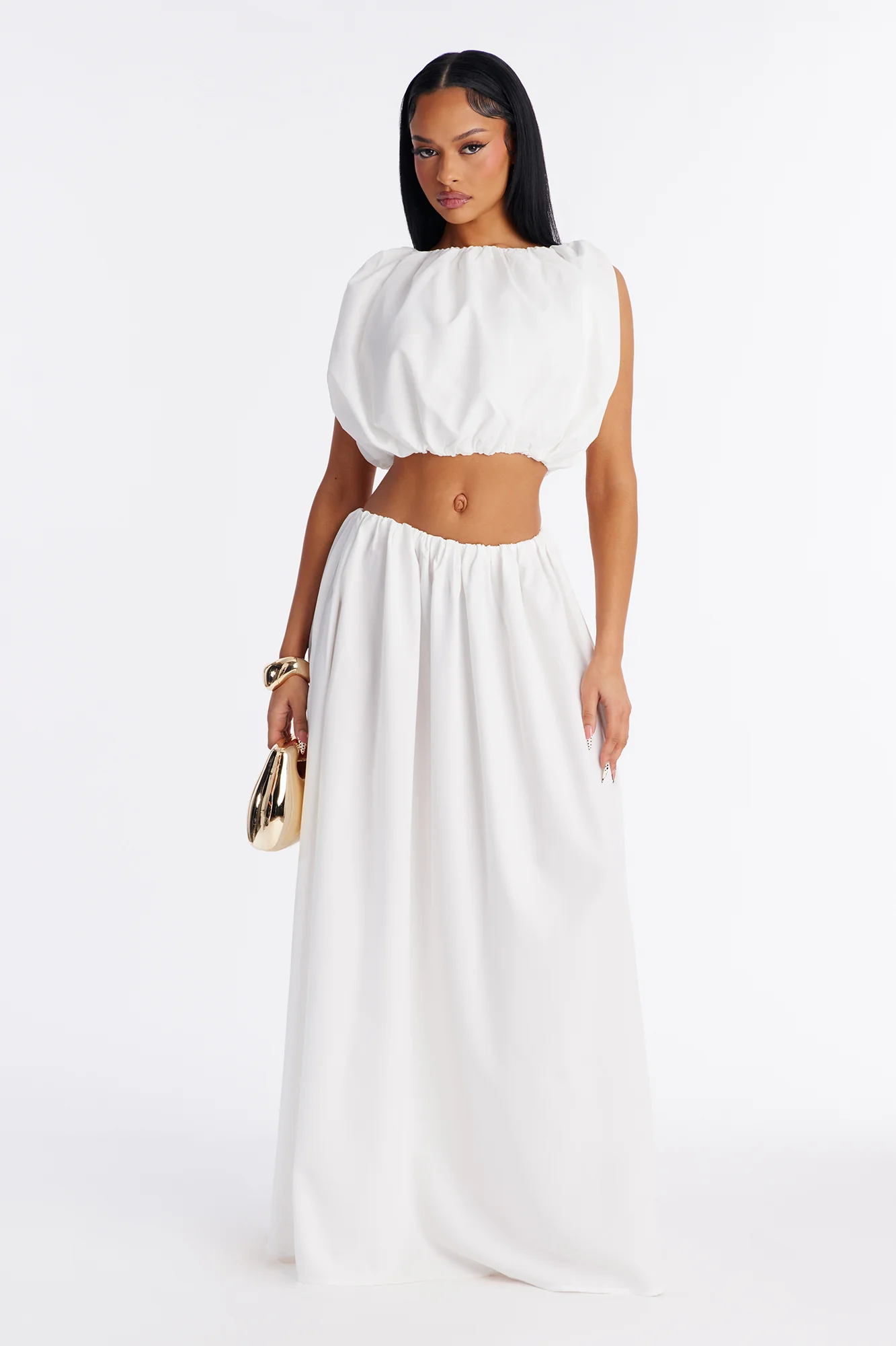 Willow Poplin Maxi Skirt - White