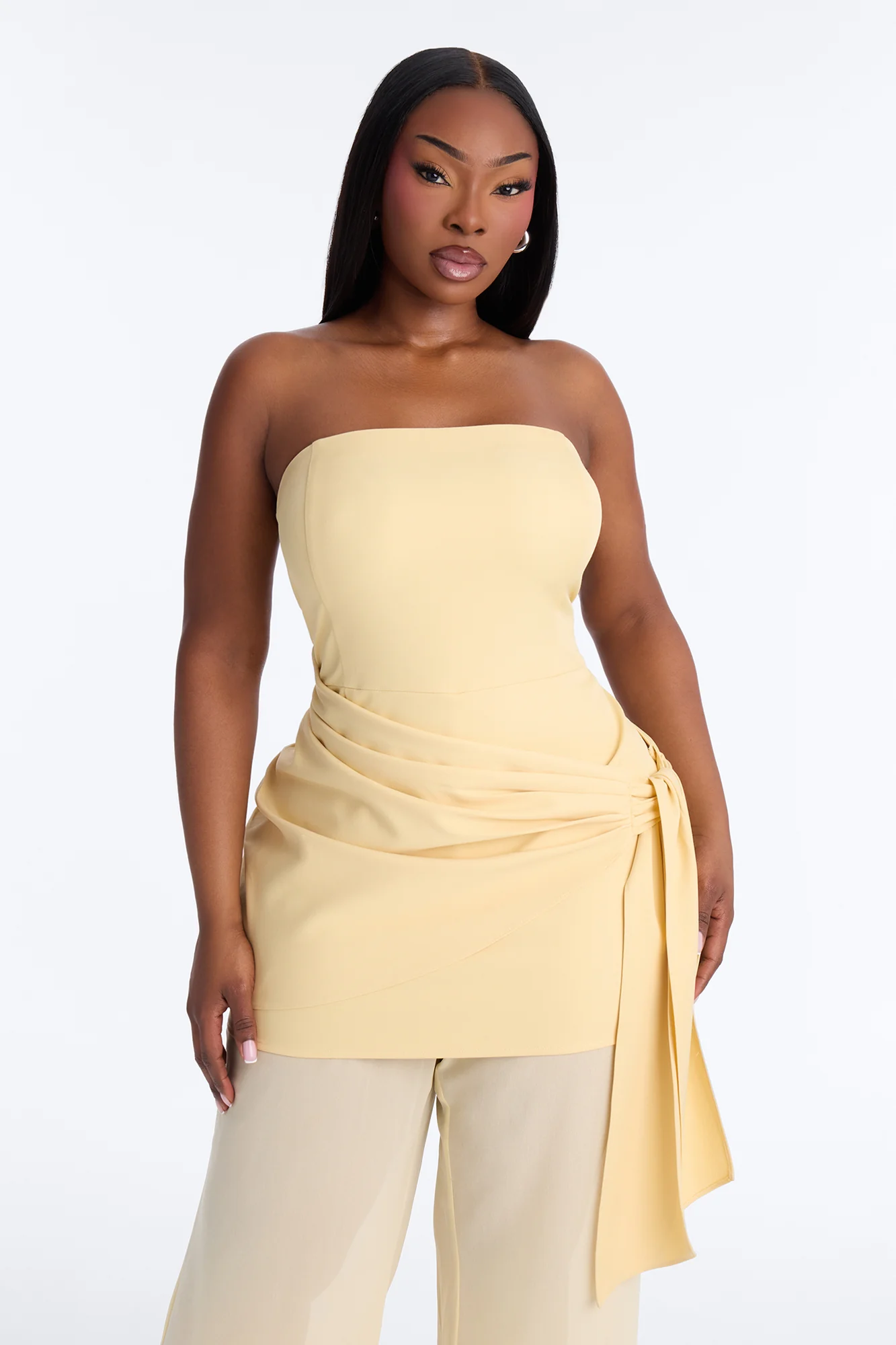 Willow Sheer Draped Jumpsuit - Yellow - Image 2