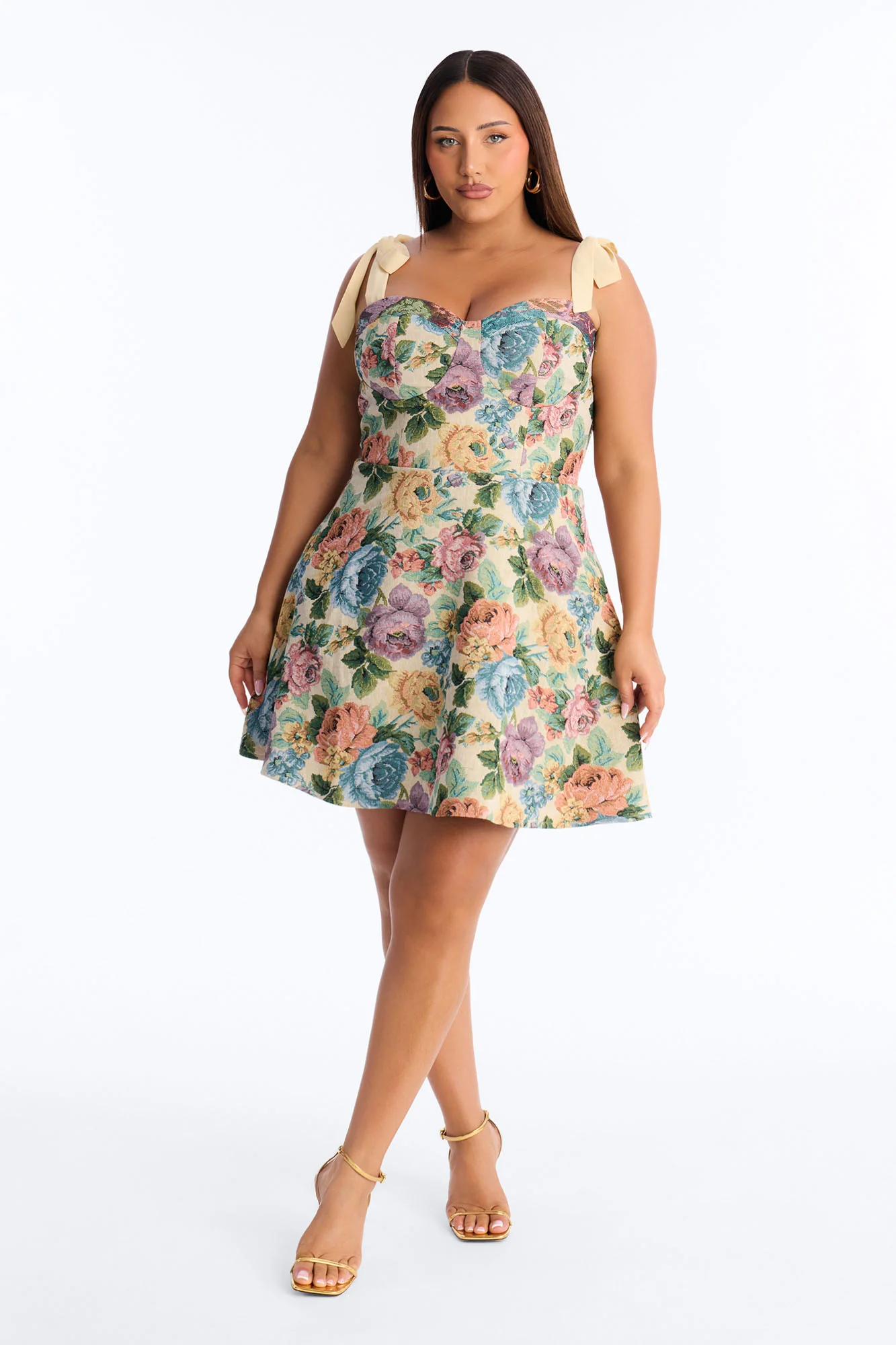 Willow Tie Shoulder Jacquard Mini Dress - Natural/Combo - Image 6
