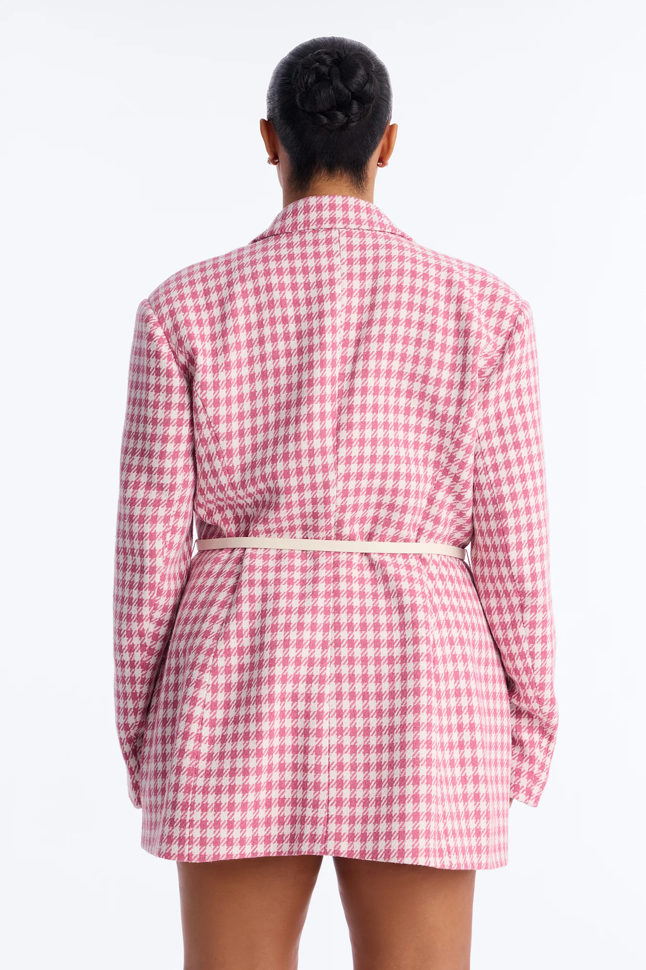Winifred Belted Houndstooth Blazer - Pink/combo - Image 6
