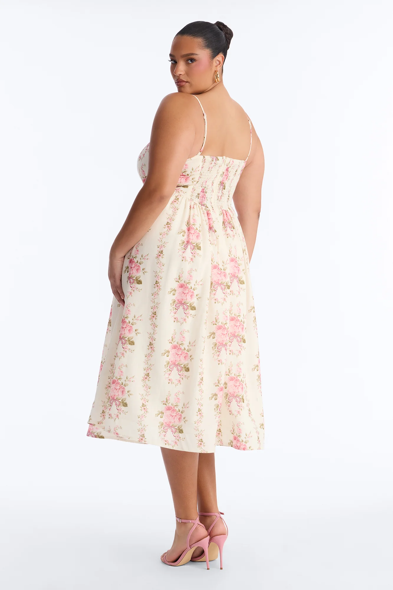 Winni Floral Linen Midi Dress - White/combo - Image 6