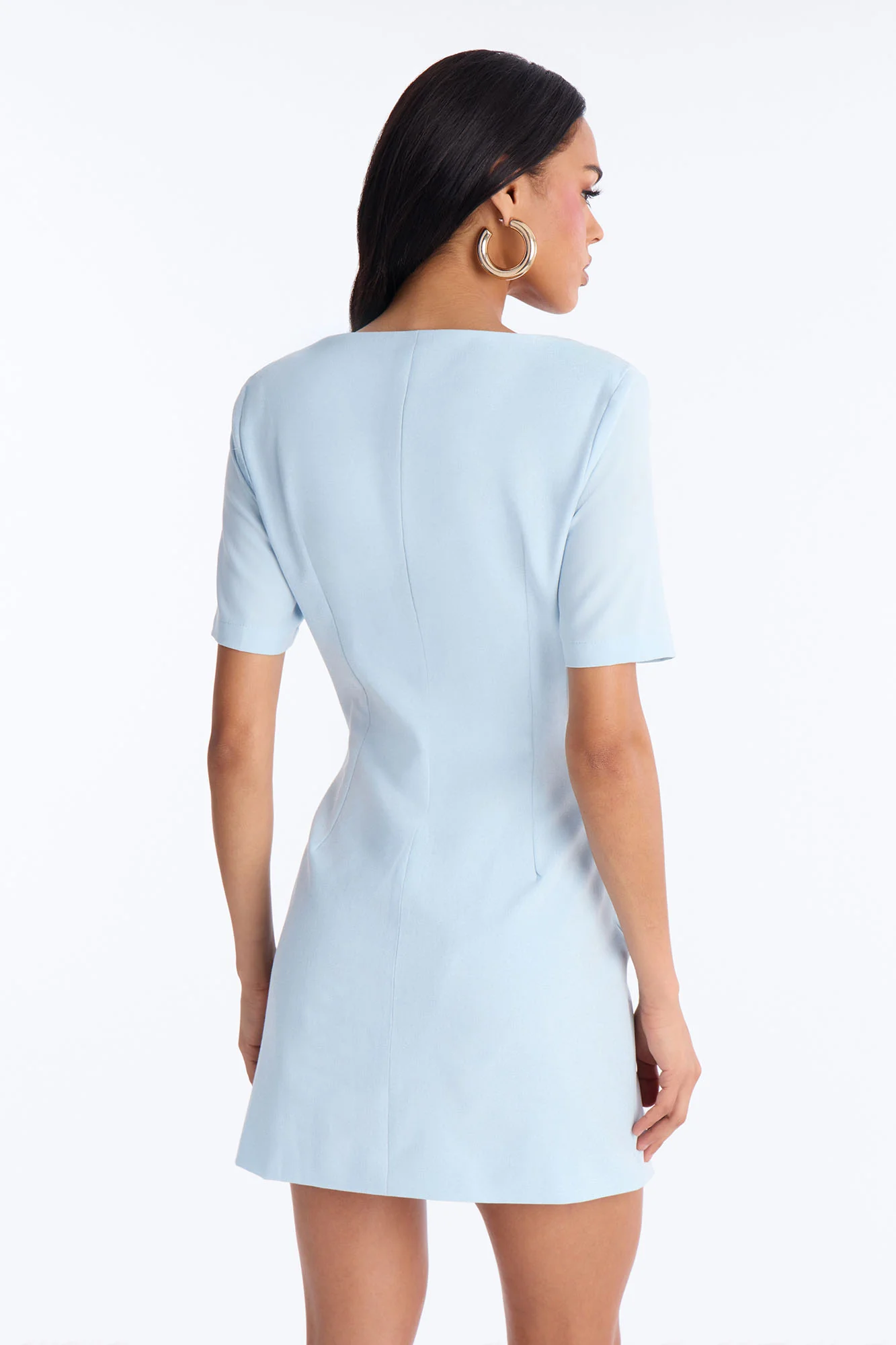 Winnie Short Sleeve Blazer Mini Dress - Light Blue - Image 4