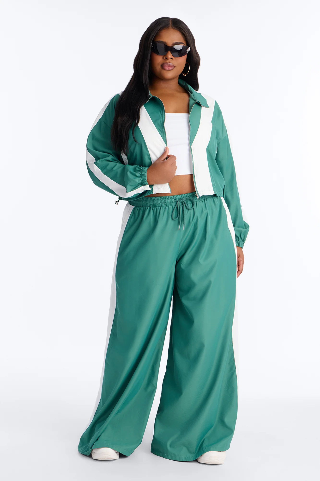 Winona Windbreaker Extreme Wide Leg Pant Set - Green - Image 6