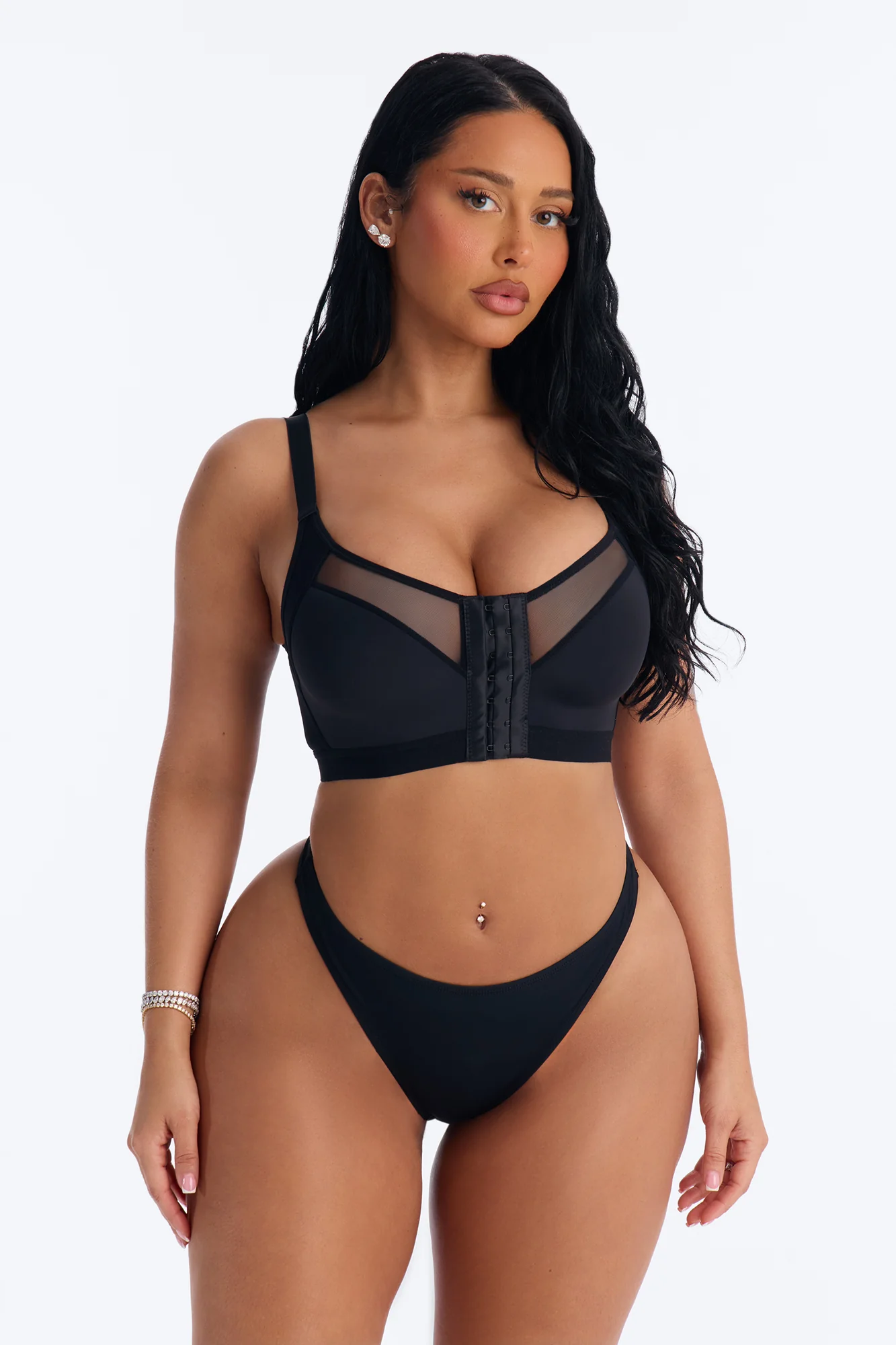 Wireless Front Closure Bra - Black - Image 2
