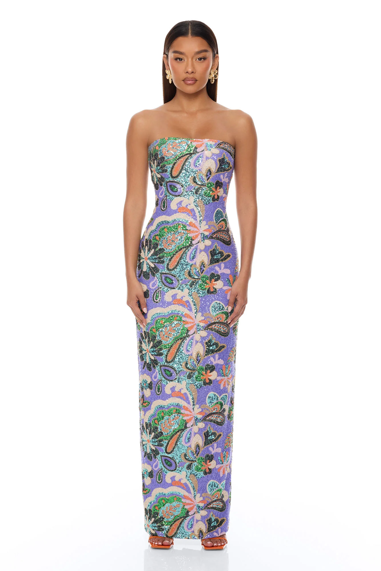 With The Groove Sequin Maxi Dress - Purple/combo
