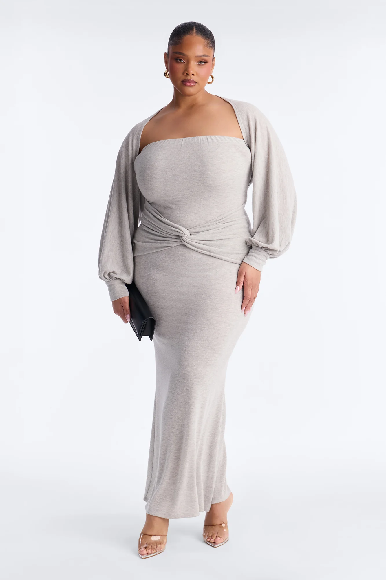 Witney Bolero Maxi Dress - Heather Grey - Image 5