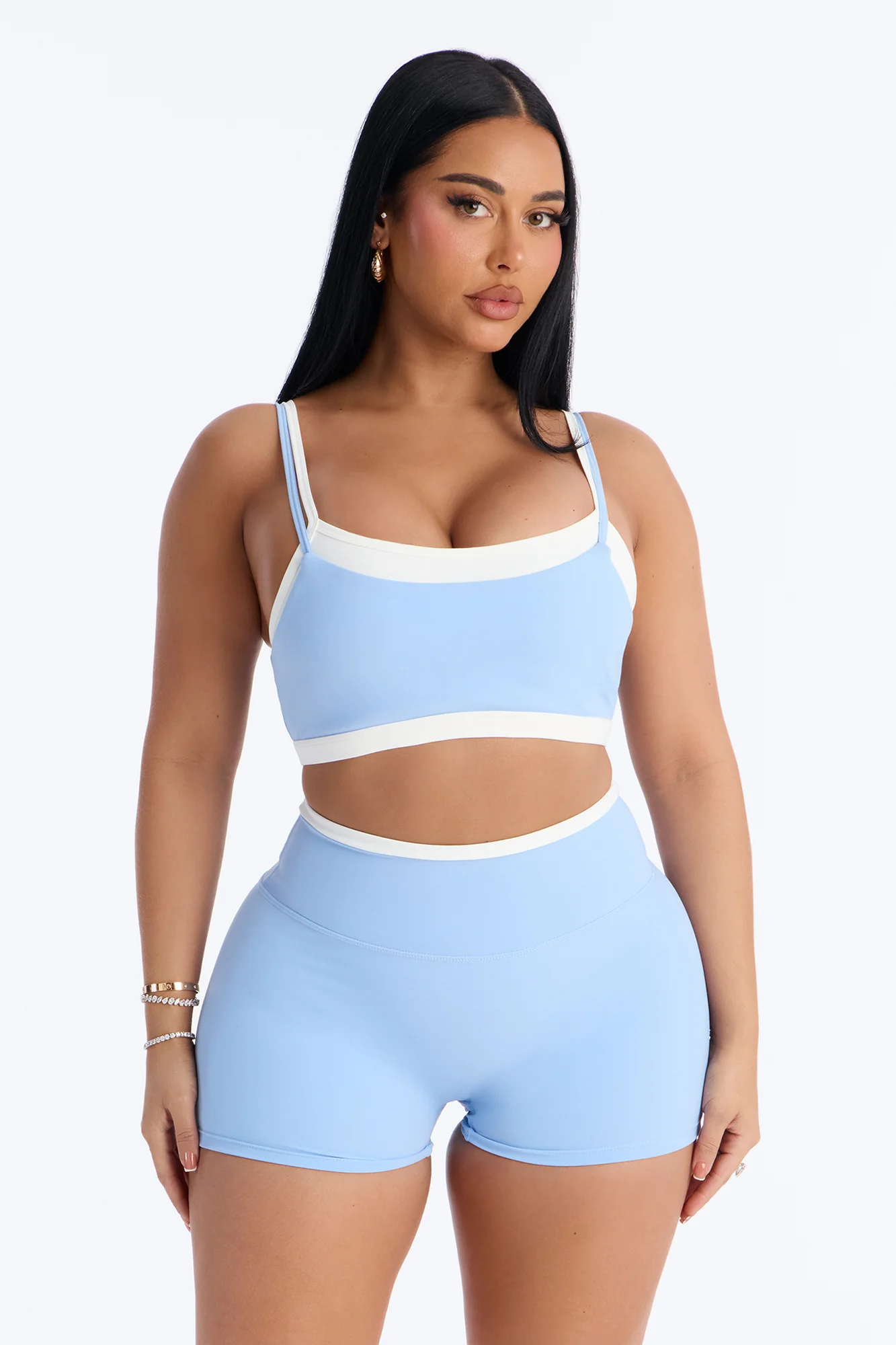 Workout Cutie Double Layered Biker Short Set - Blue