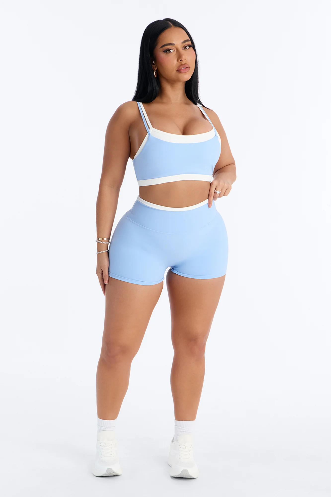 Workout Cutie Double Layered Biker Short Set - Blue - Image 2