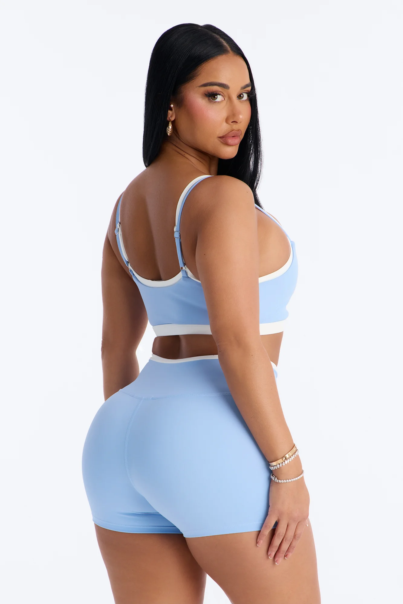 Workout Cutie Double Layered Biker Short Set - Blue - Image 4