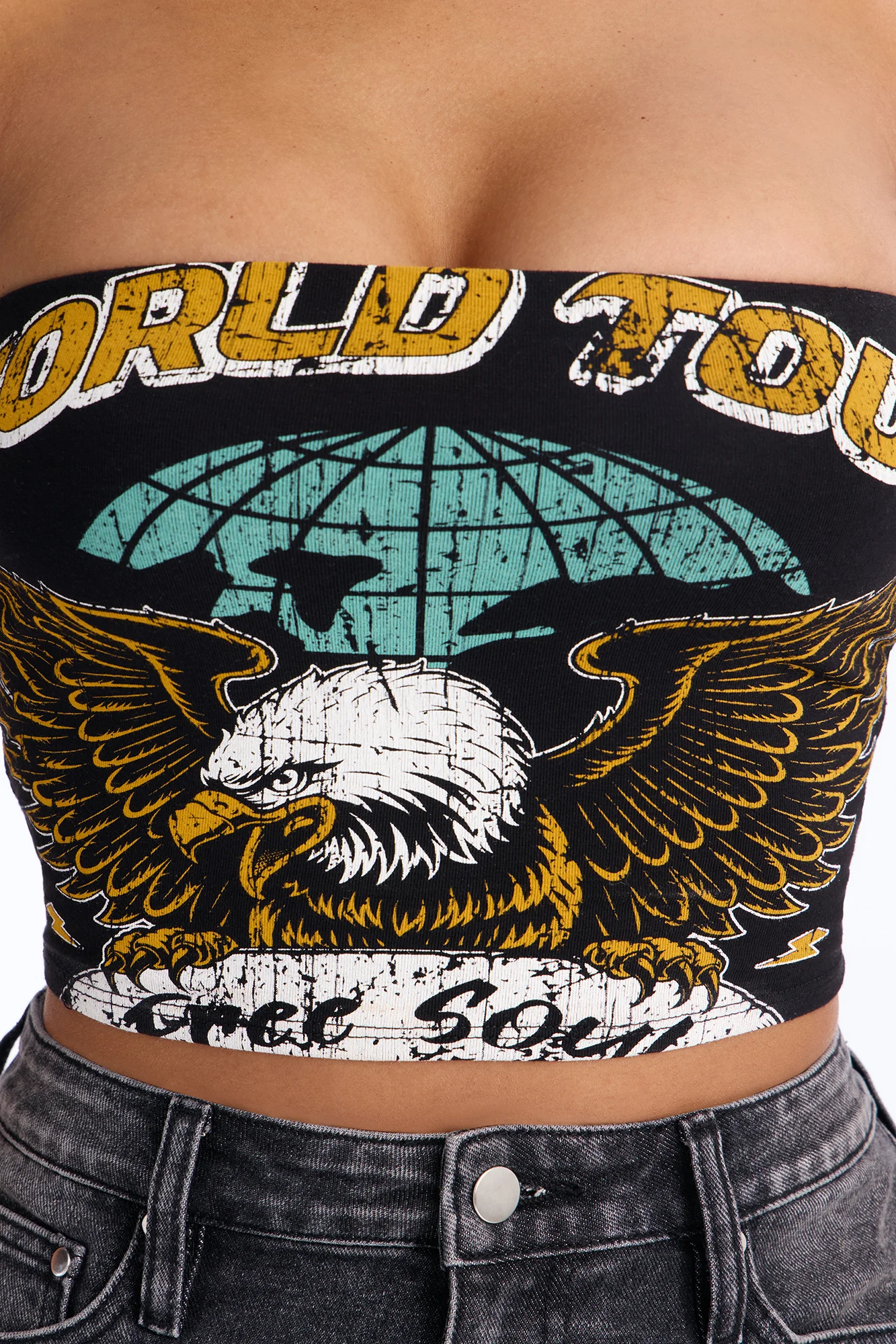 World Tour Cropped Tube Top - Black - Image 3