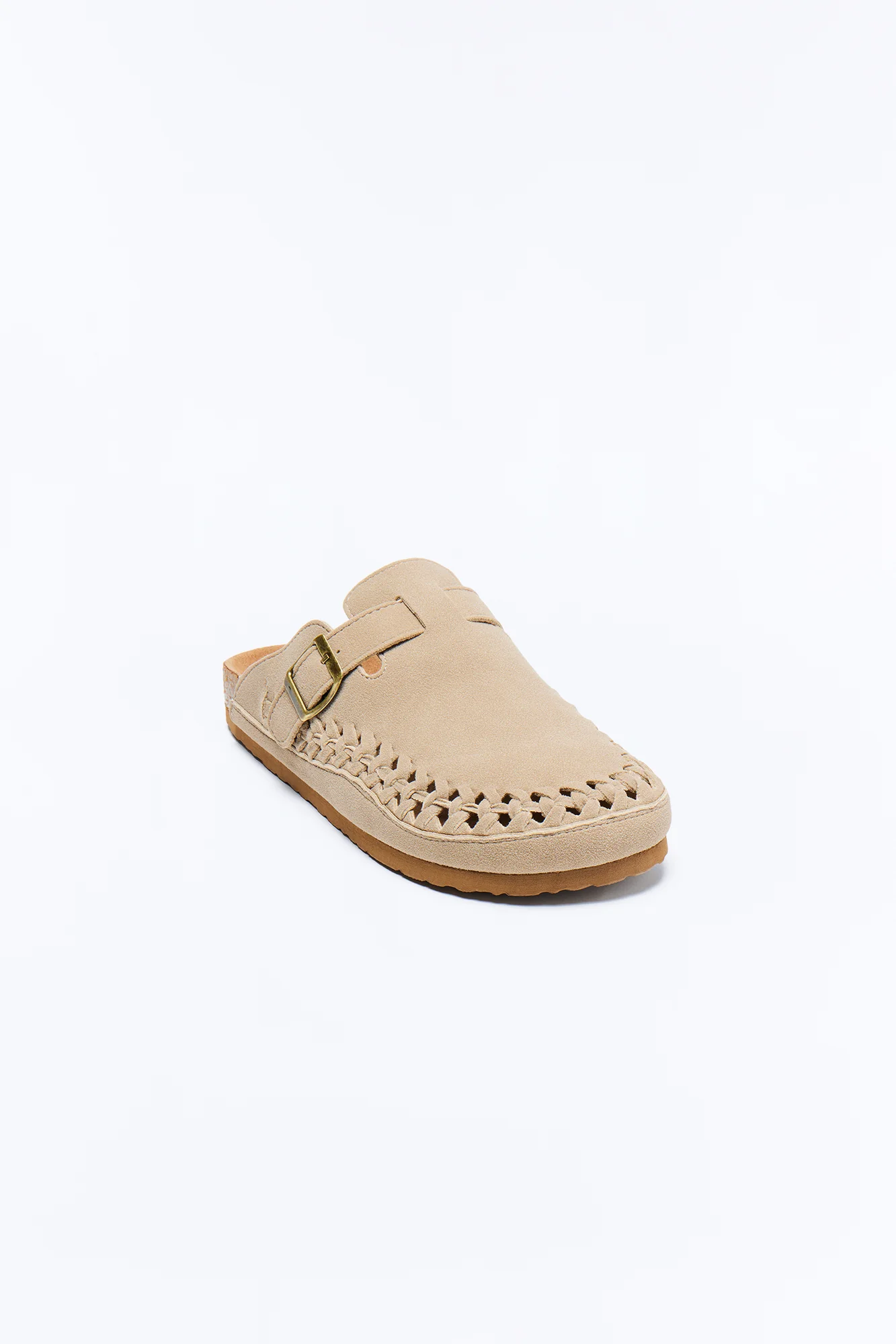 Woven Faux Suede Slip On Mule - Taupe - Image 4