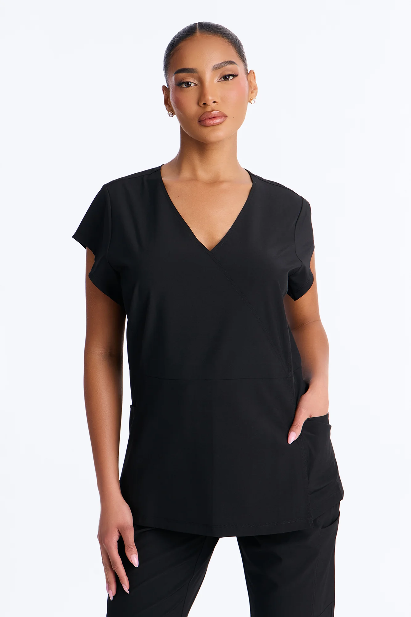 Wrap It Up Scrub Set - Black - Image 2