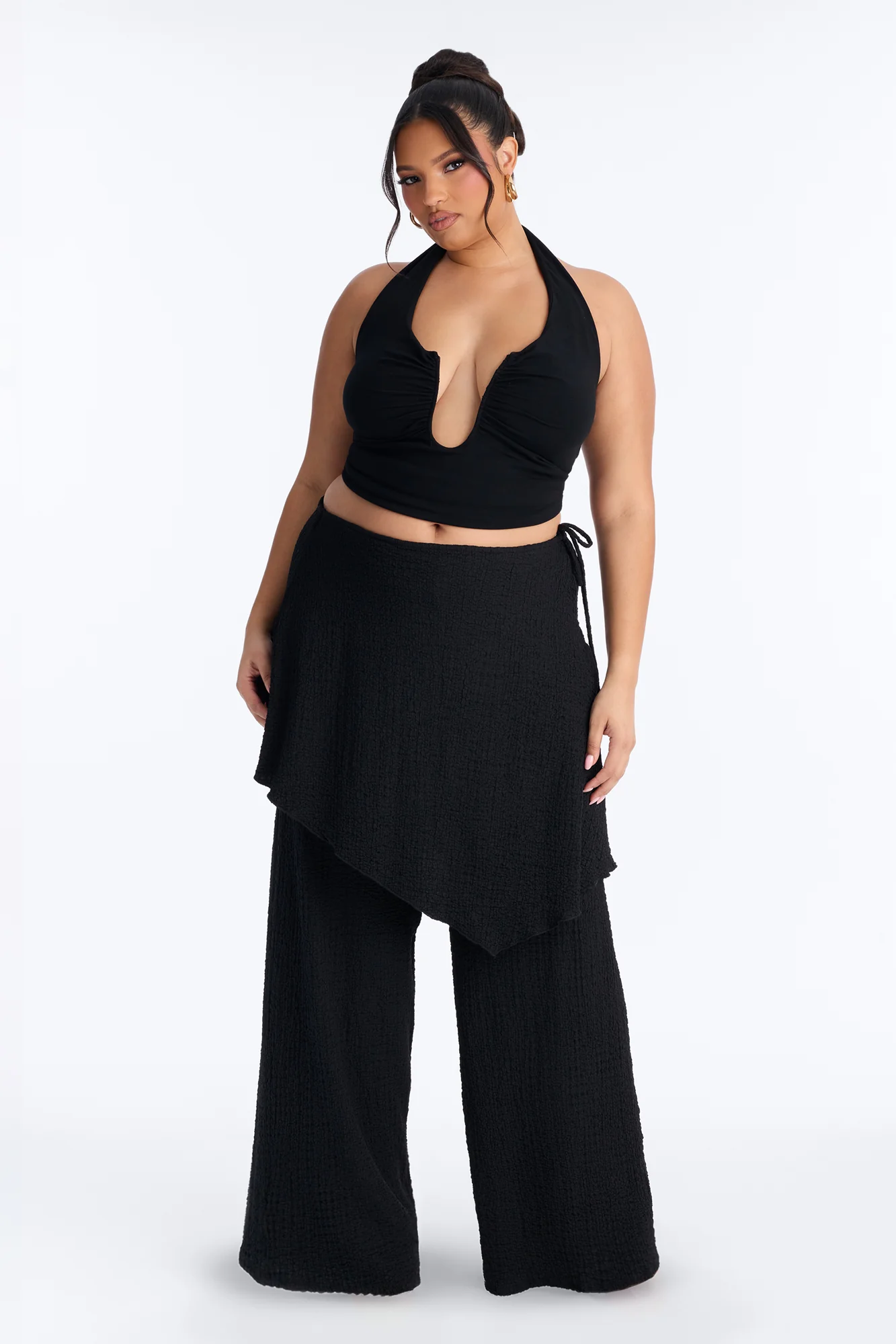 Wrap It Up Skirt Wide Leg Pant 33″ - Black - Image 5