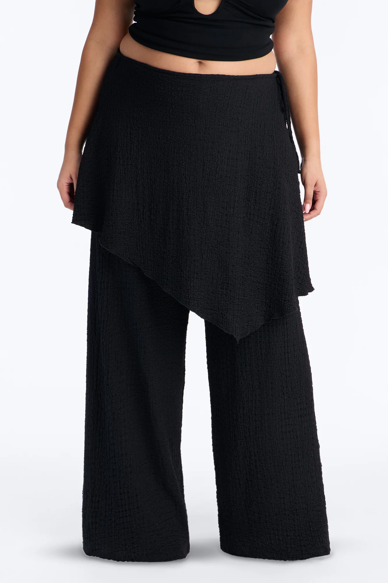 Wrap It Up Skirt Wide Leg Pant 33″ - Black - Image 6