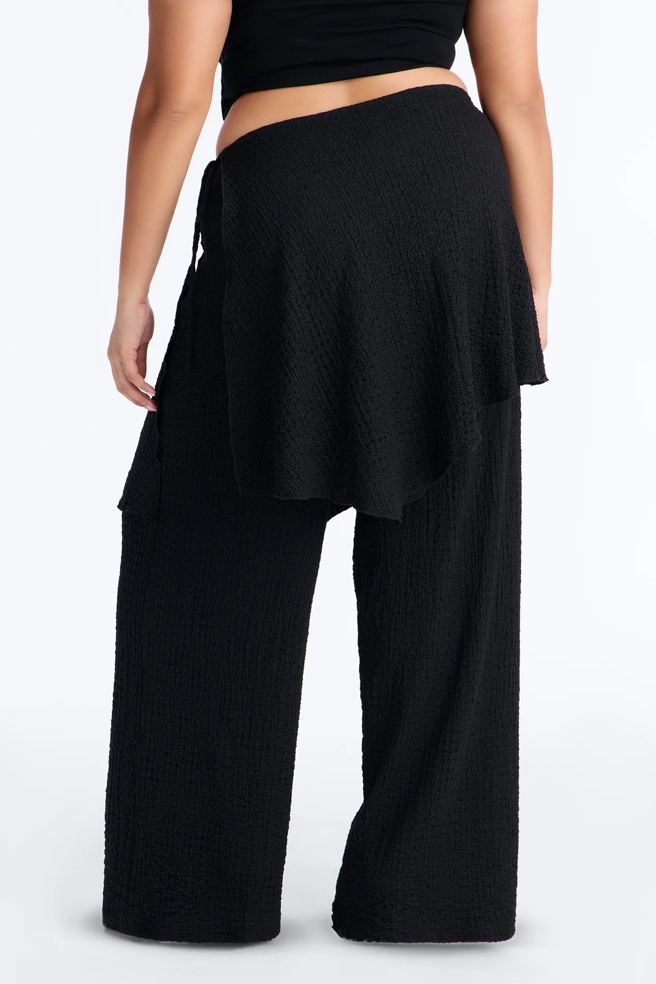 Wrap It Up Skirt Wide Leg Pant 33″ - Black - Image 8