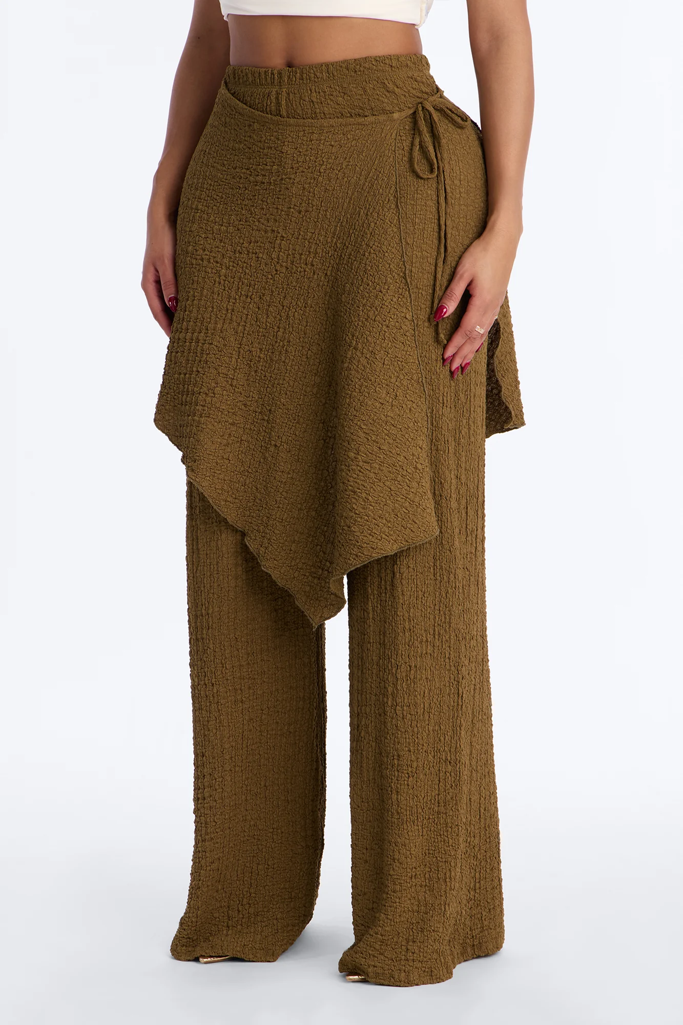 Wrap It Up Skirt Wide Leg Pant 33″ - Olive