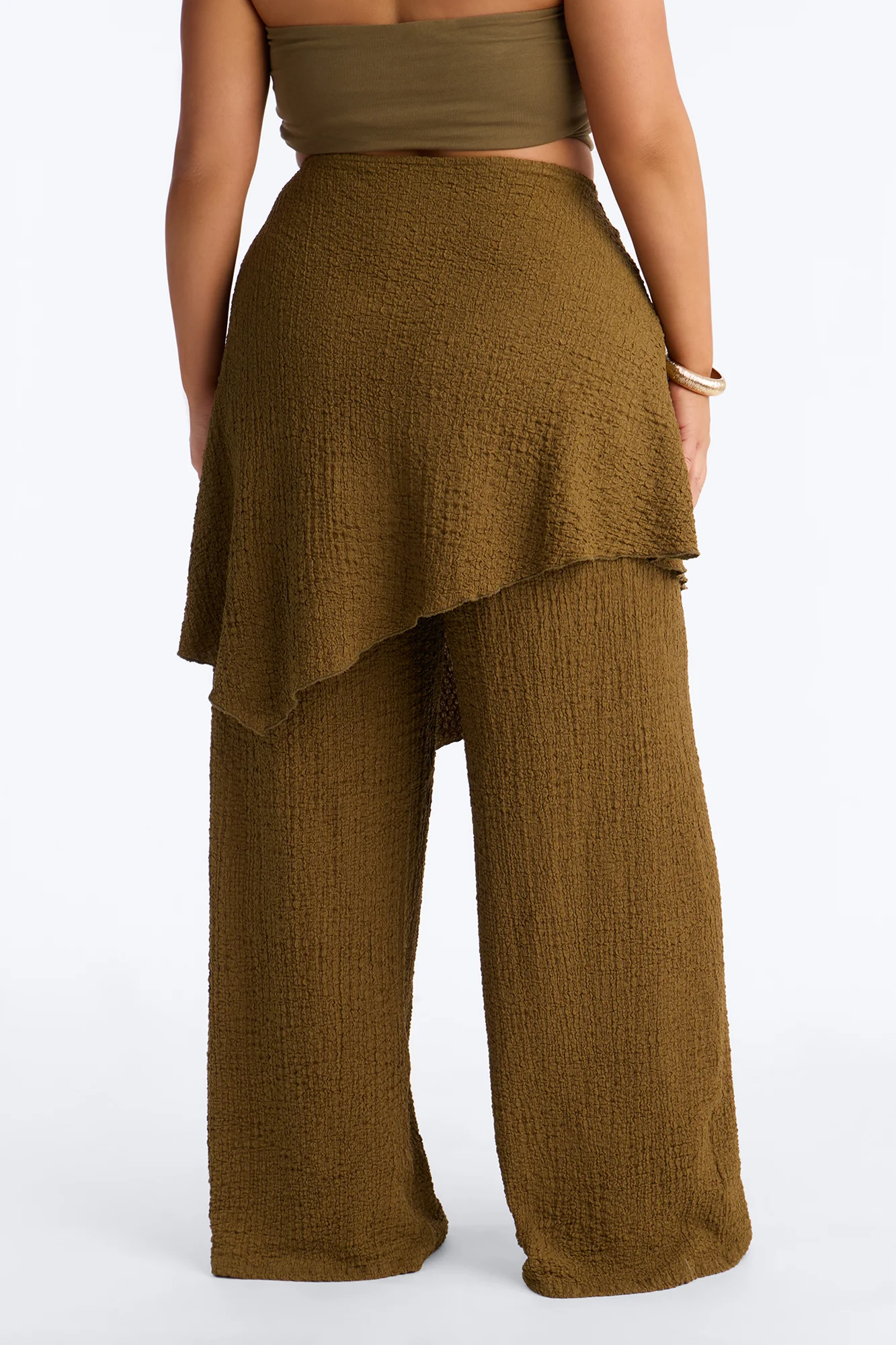 Wrap It Up Skirt Wide Leg Pant 33″ - Olive - Image 8