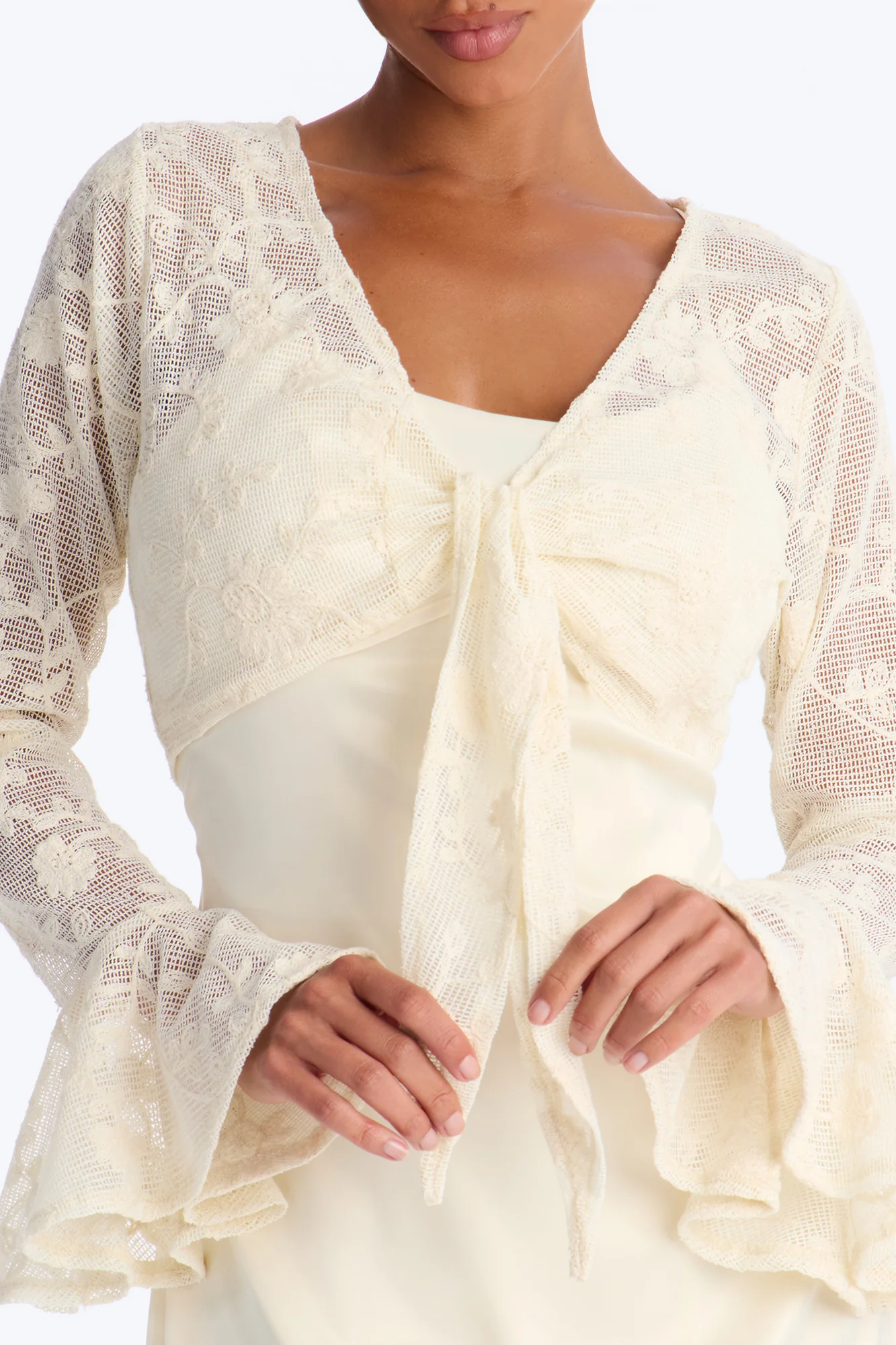 Wren Lace Mini Dress Set - Cream - Image 3