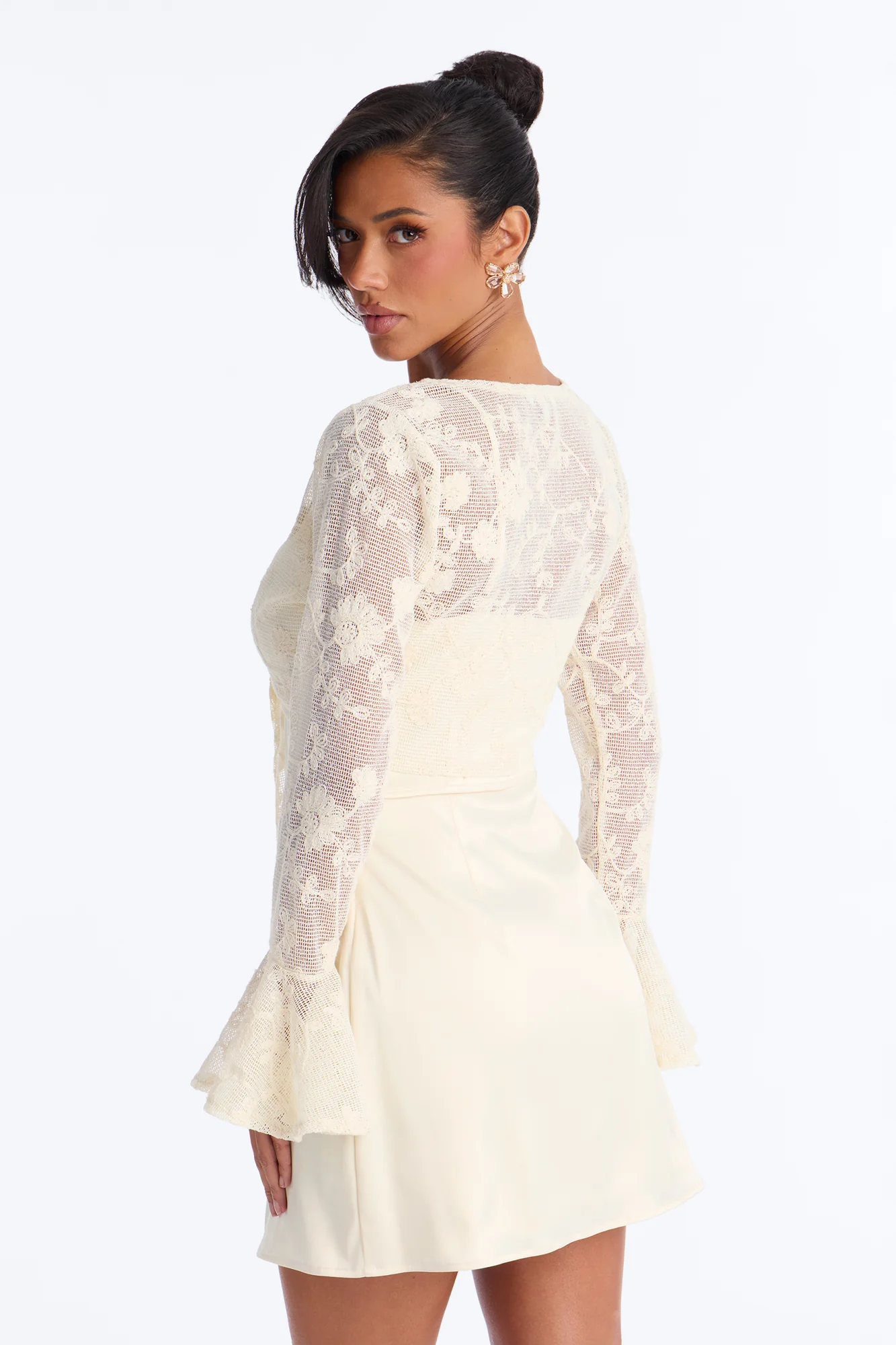 Wren Lace Mini Dress Set - Cream - Image 5