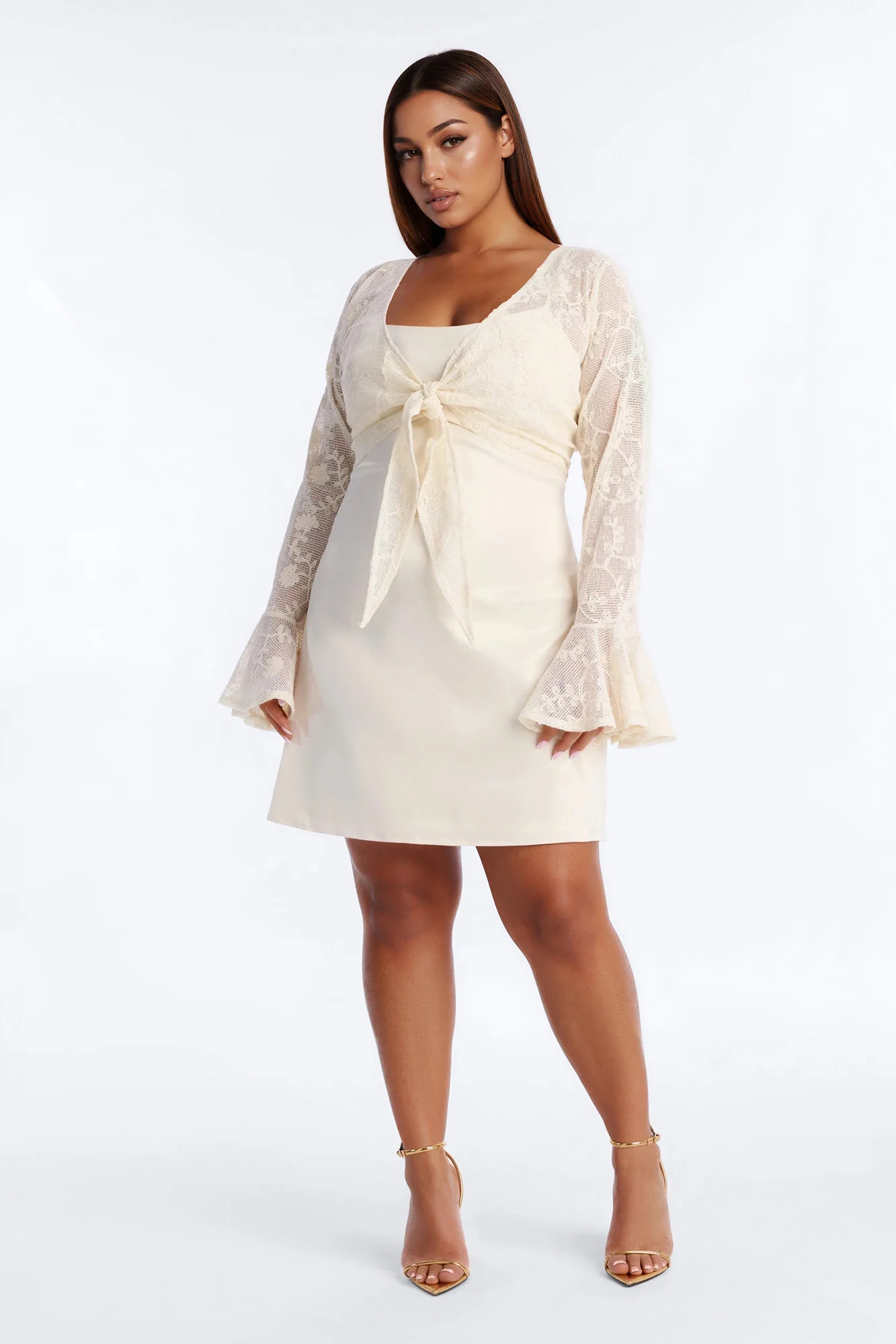 Wren Lace Mini Dress Set - Cream - Image 7