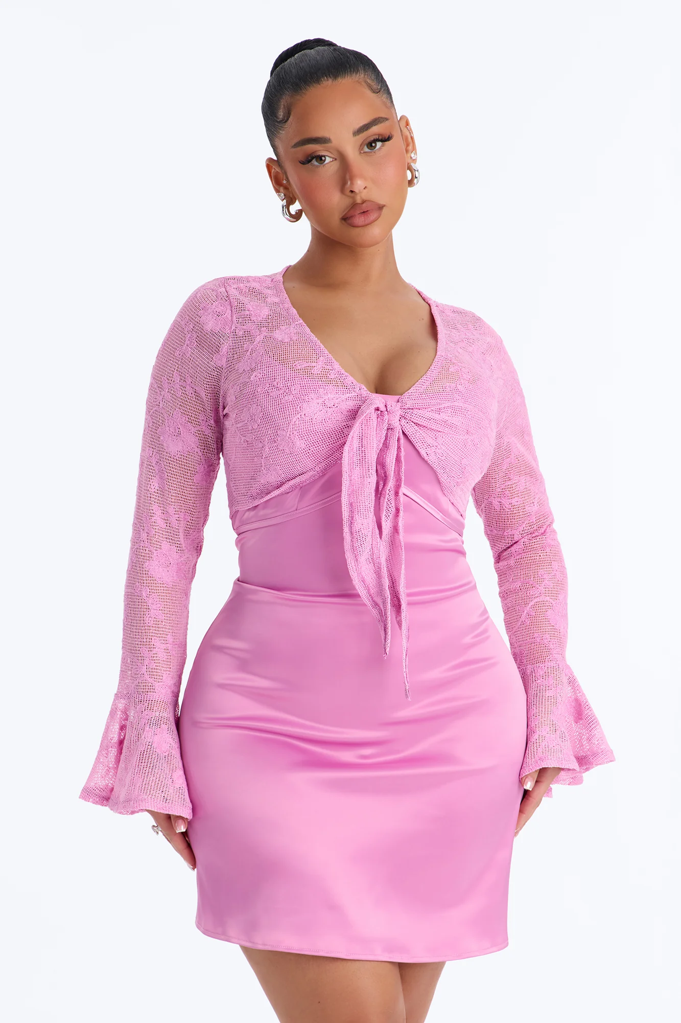 Wren Lace Mini Dress Set - Pink - Image 3