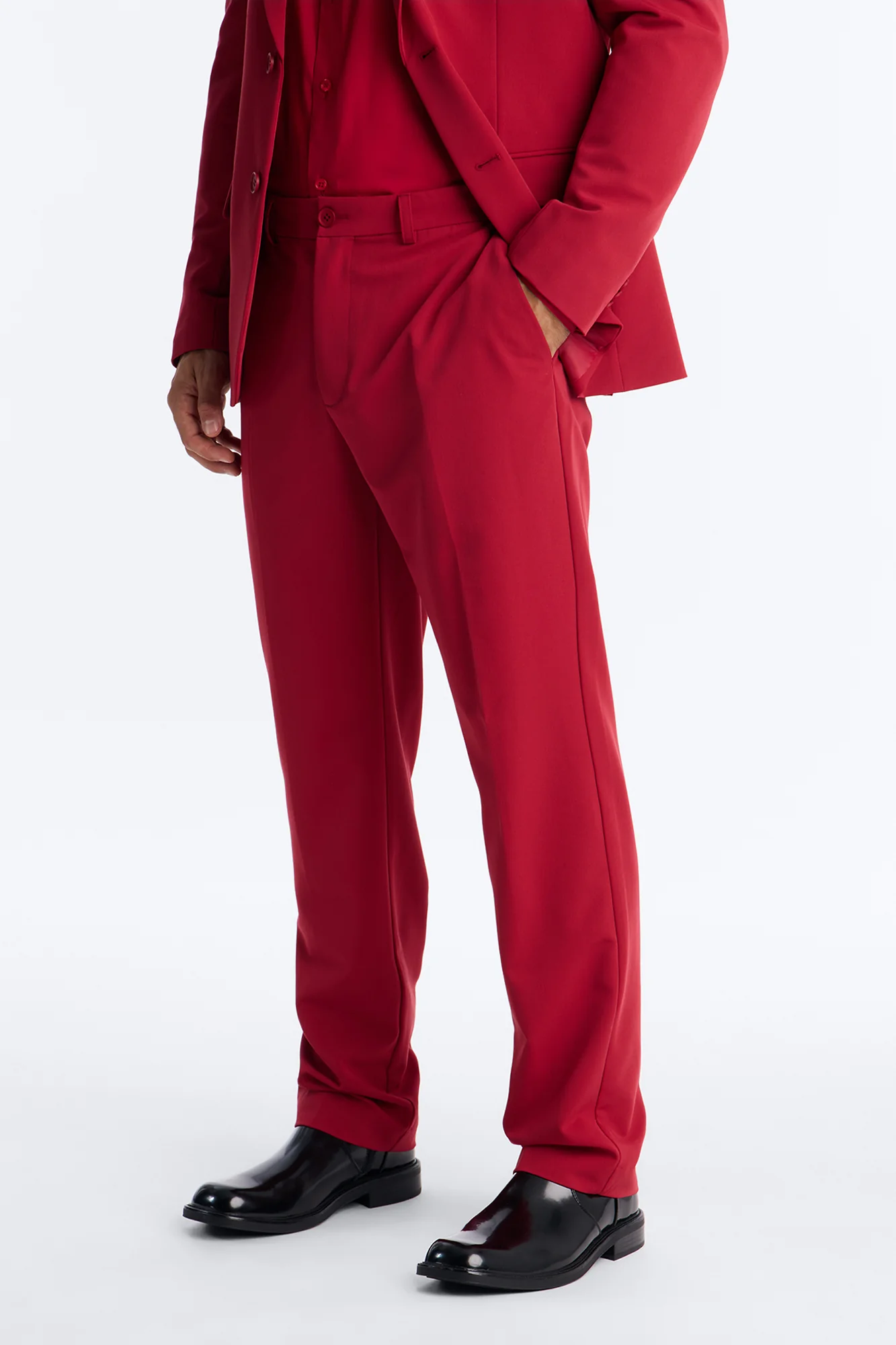 Wrinkle Resistant Straight Trouser - Red