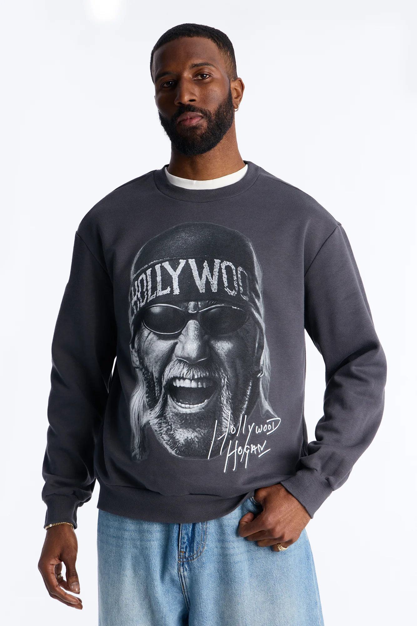 WWE Hulk Hogan NWO Crew Neck Sweatshirt - Charcoal