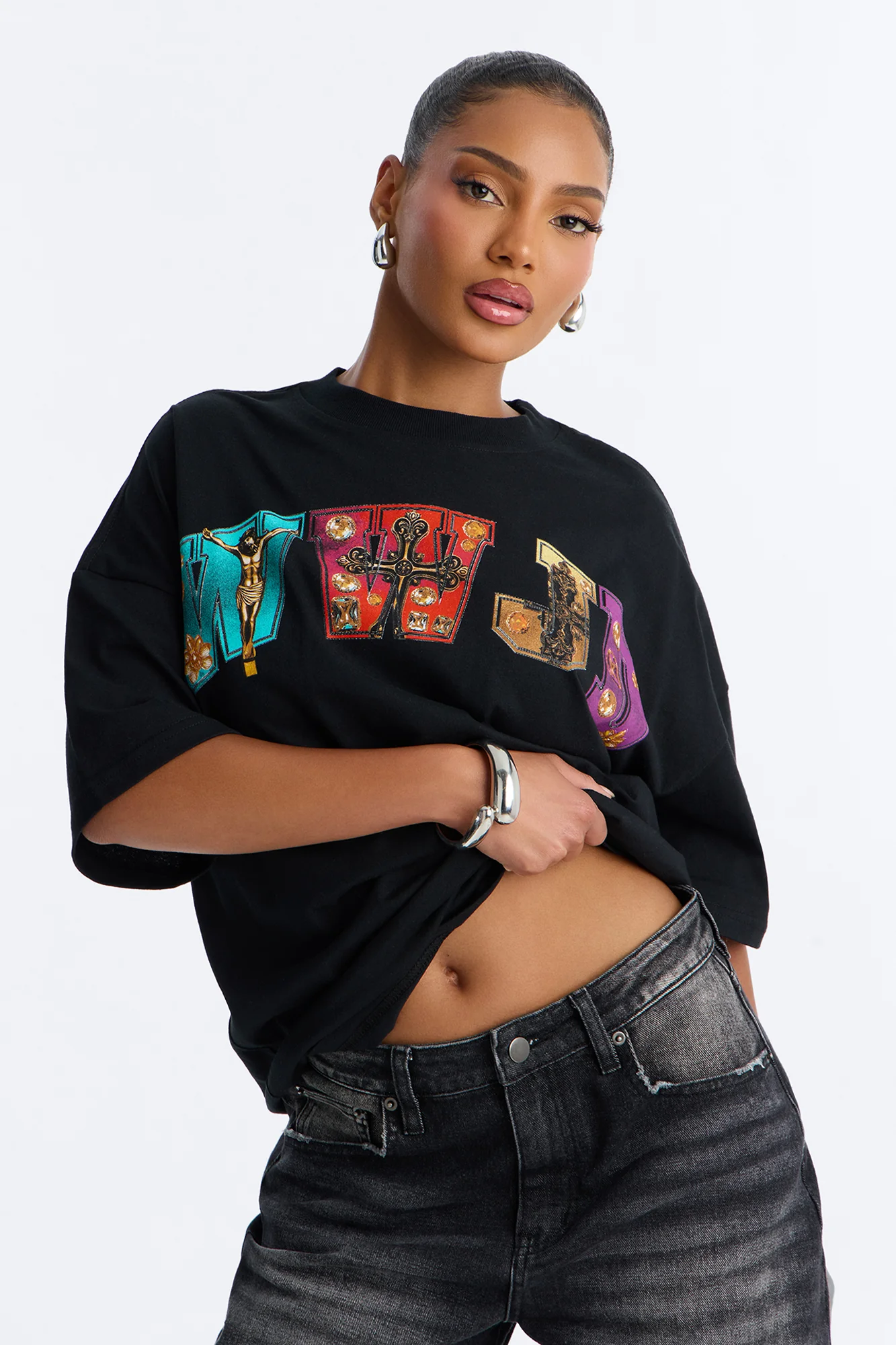 WWJD Oversized Tee - Black