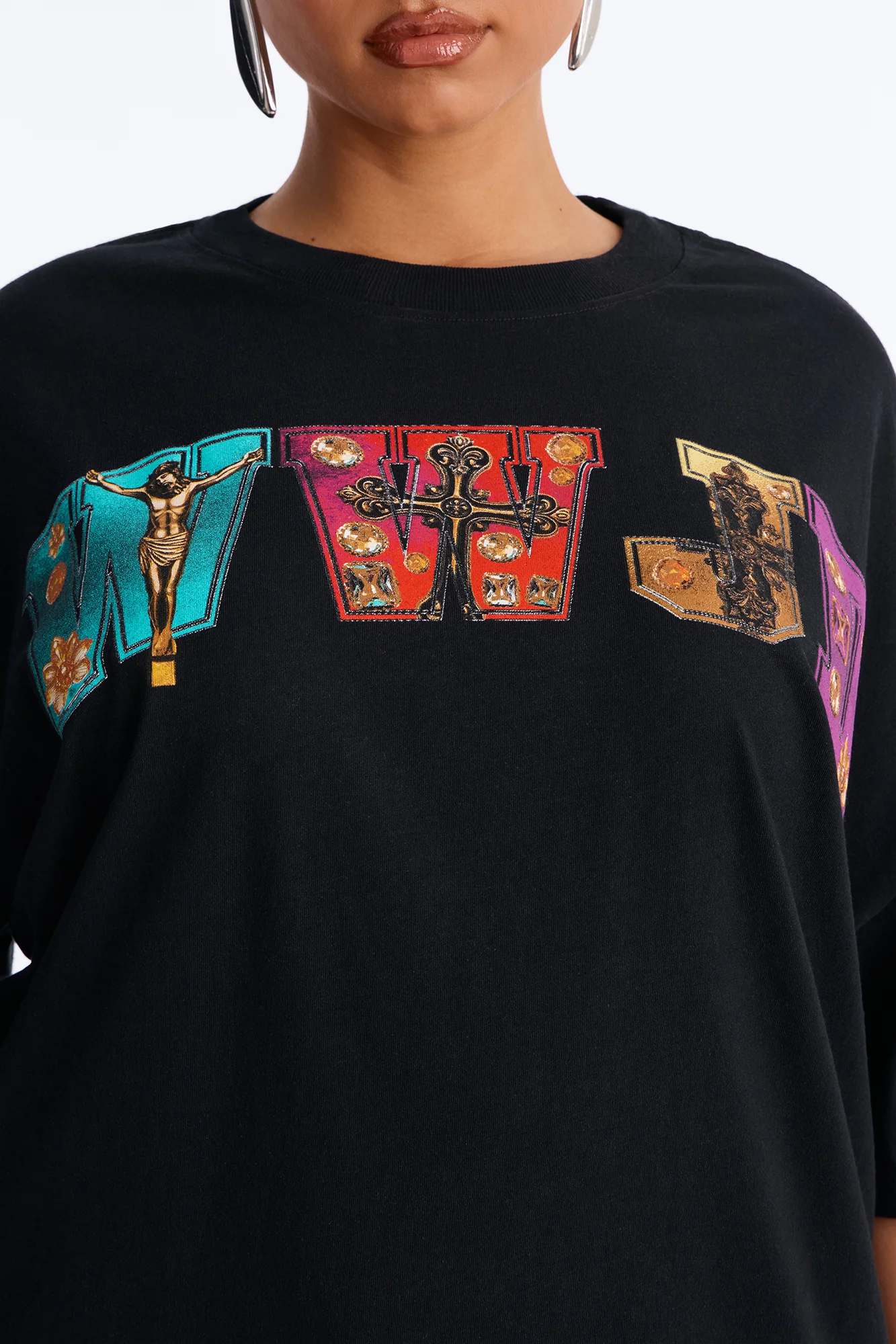 WWJD Oversized Tee - Black - Image 6