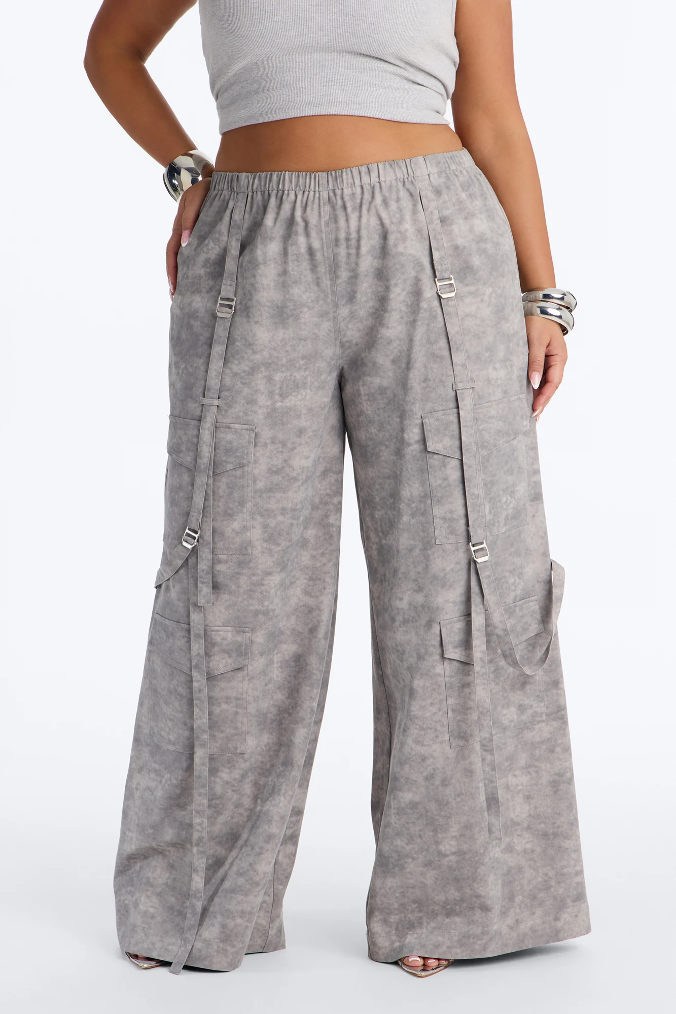 Wyn Low Rise Cargo Wide Leg Pant 34″ - Grey/combo - Image 5