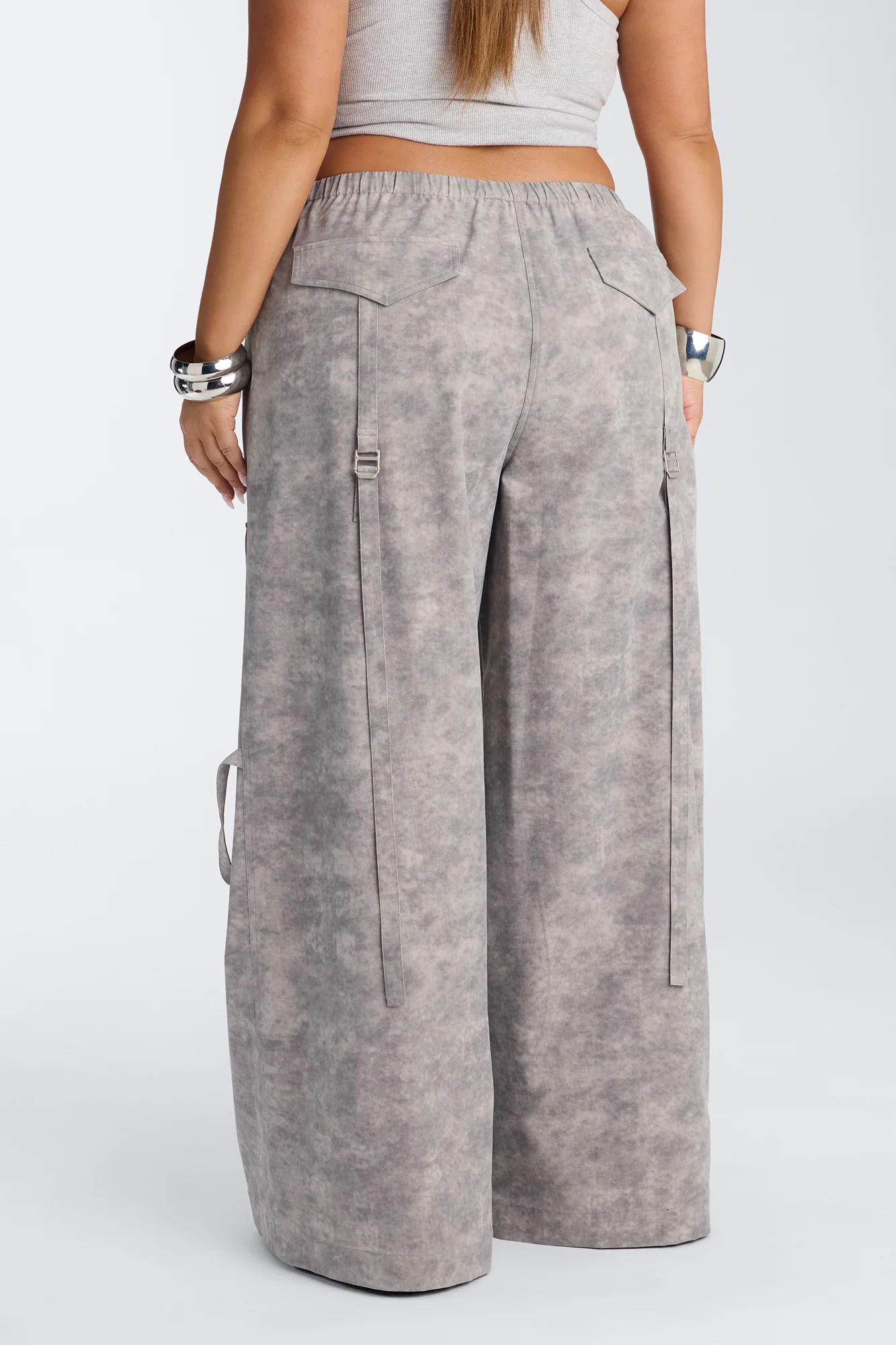 Wyn Low Rise Cargo Wide Leg Pant 34″ - Grey/combo - Image 6