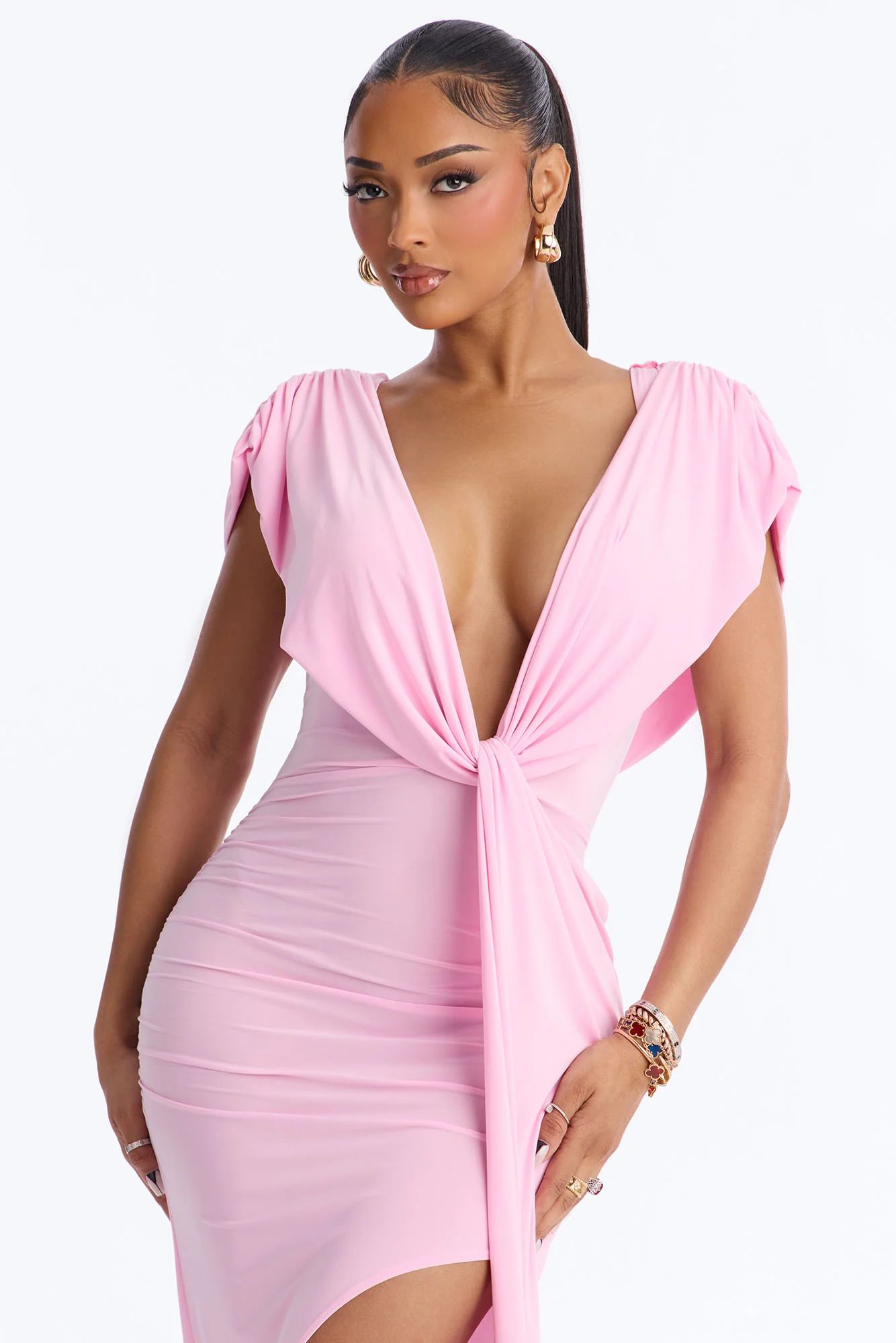 Wynn Draped Maxi Dress - Light Pink - Image 2