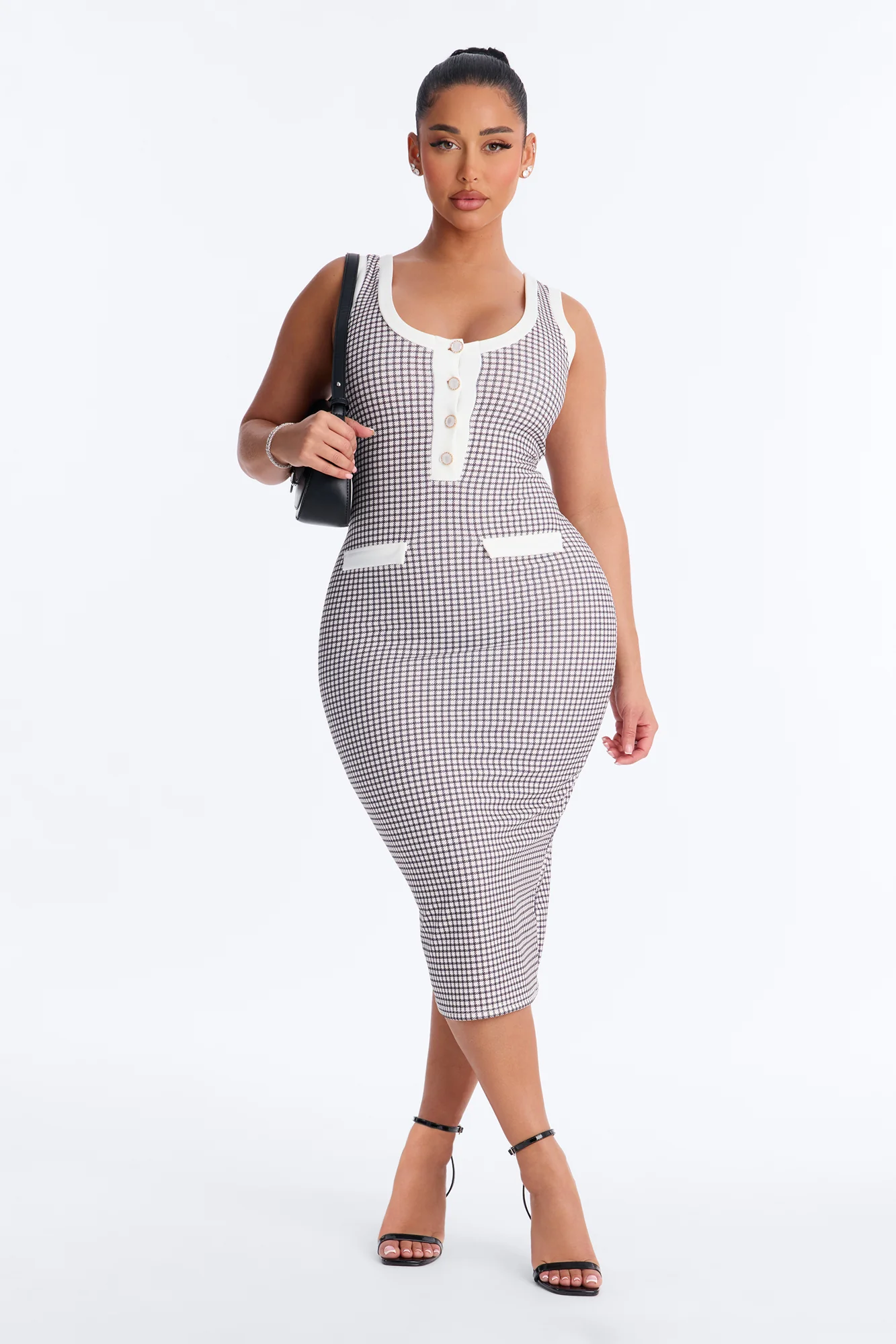 Wynne Printed Midi Dress - White/Black - Image 2