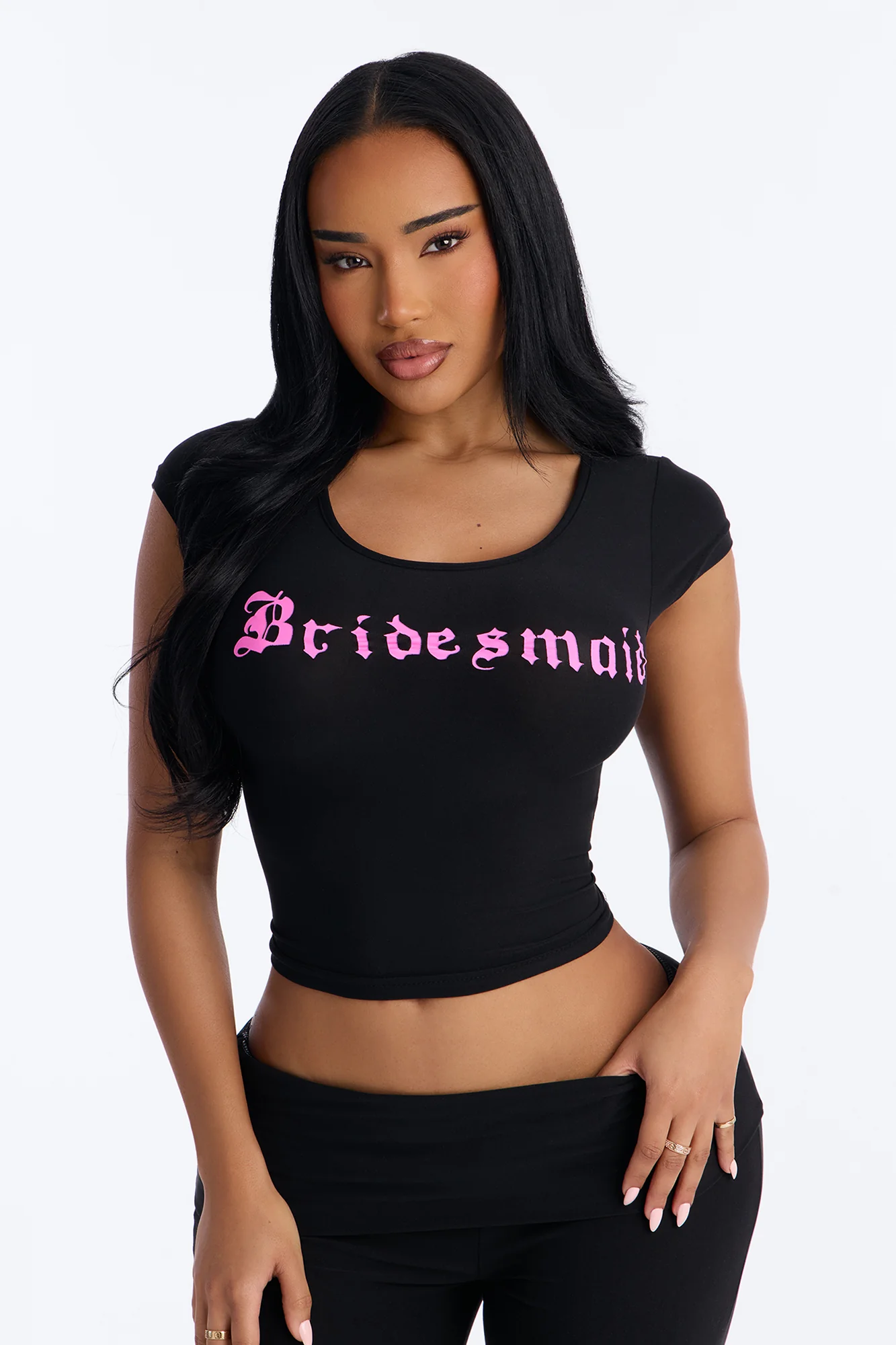 Y2K Bridesmaid PJ Pant Set - Black/Pink - Image 2