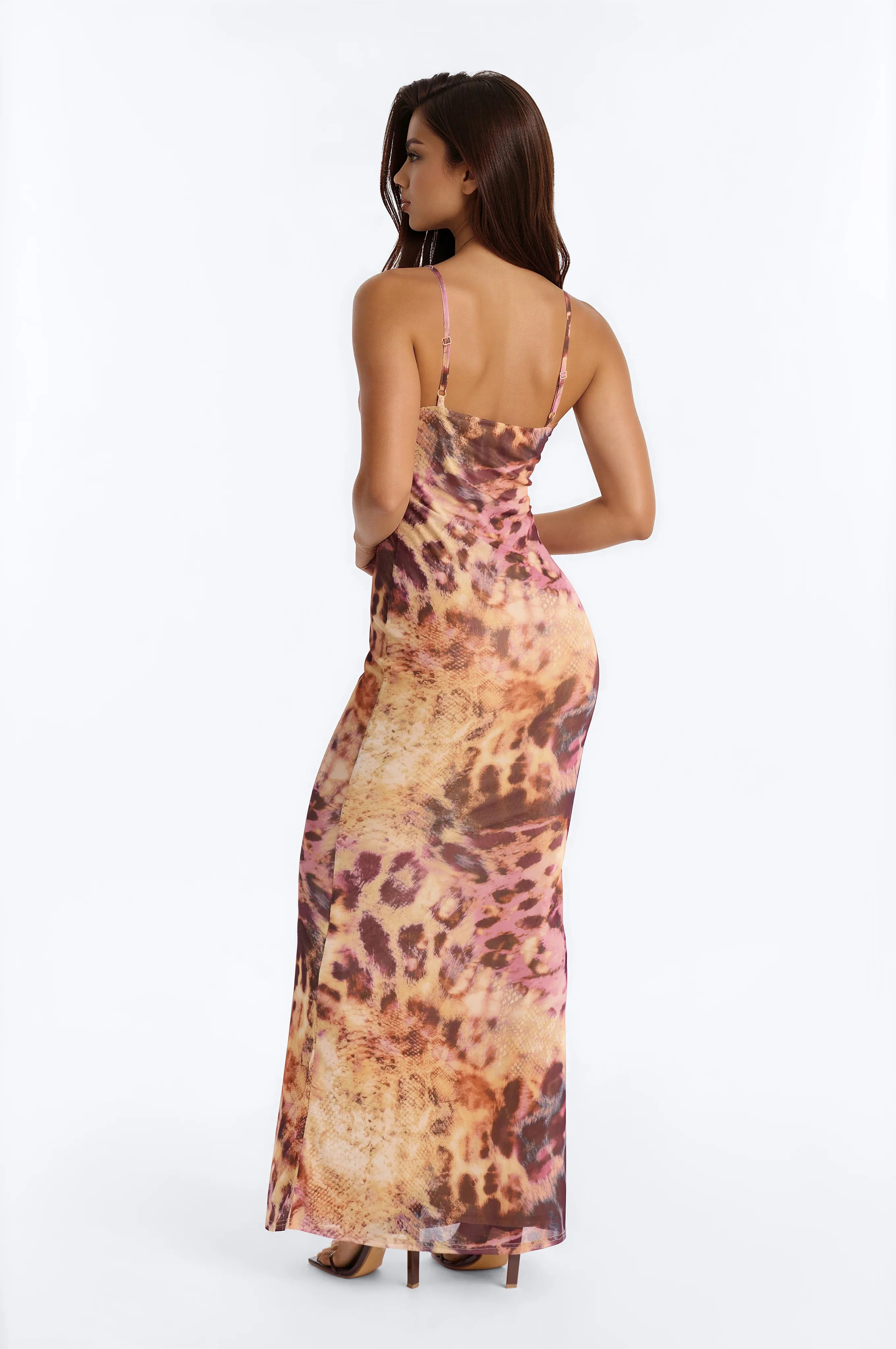 Yadira Animal Mesh Maxi Dress - Taupe/combo - Image 4