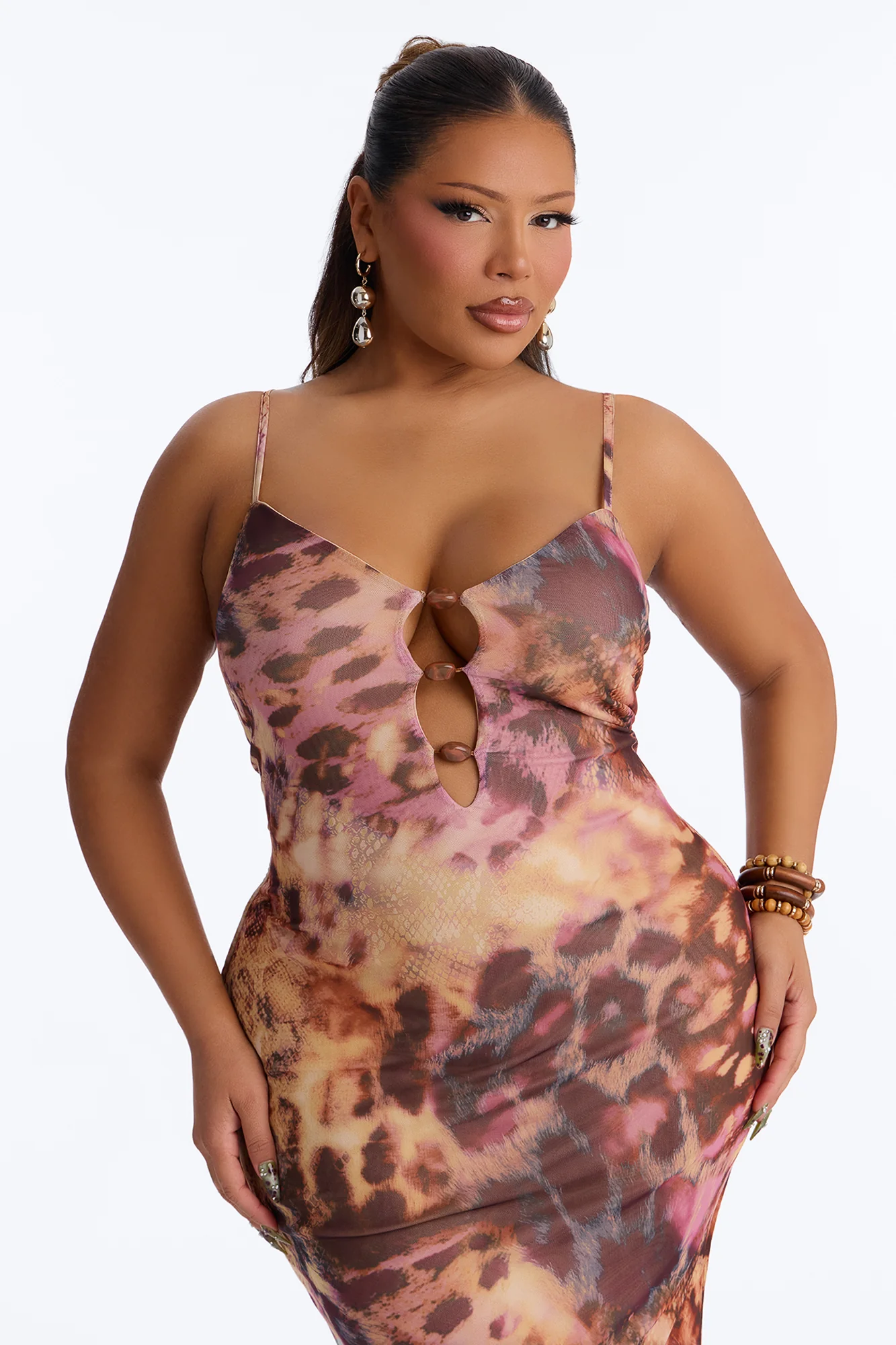 Yadira Animal Mesh Maxi Dress - Taupe/combo - Image 6