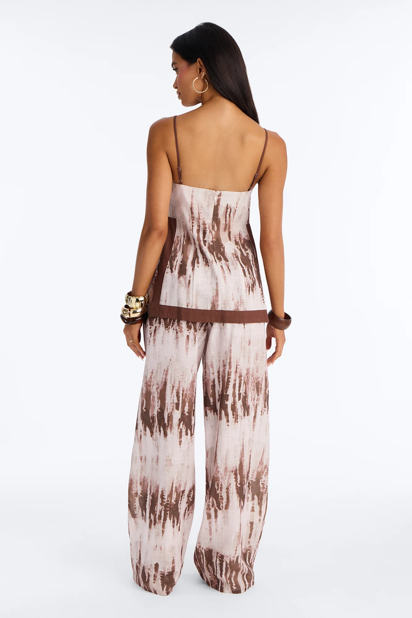 Yanira Linen Pant Set - Brown Combo - Image 5