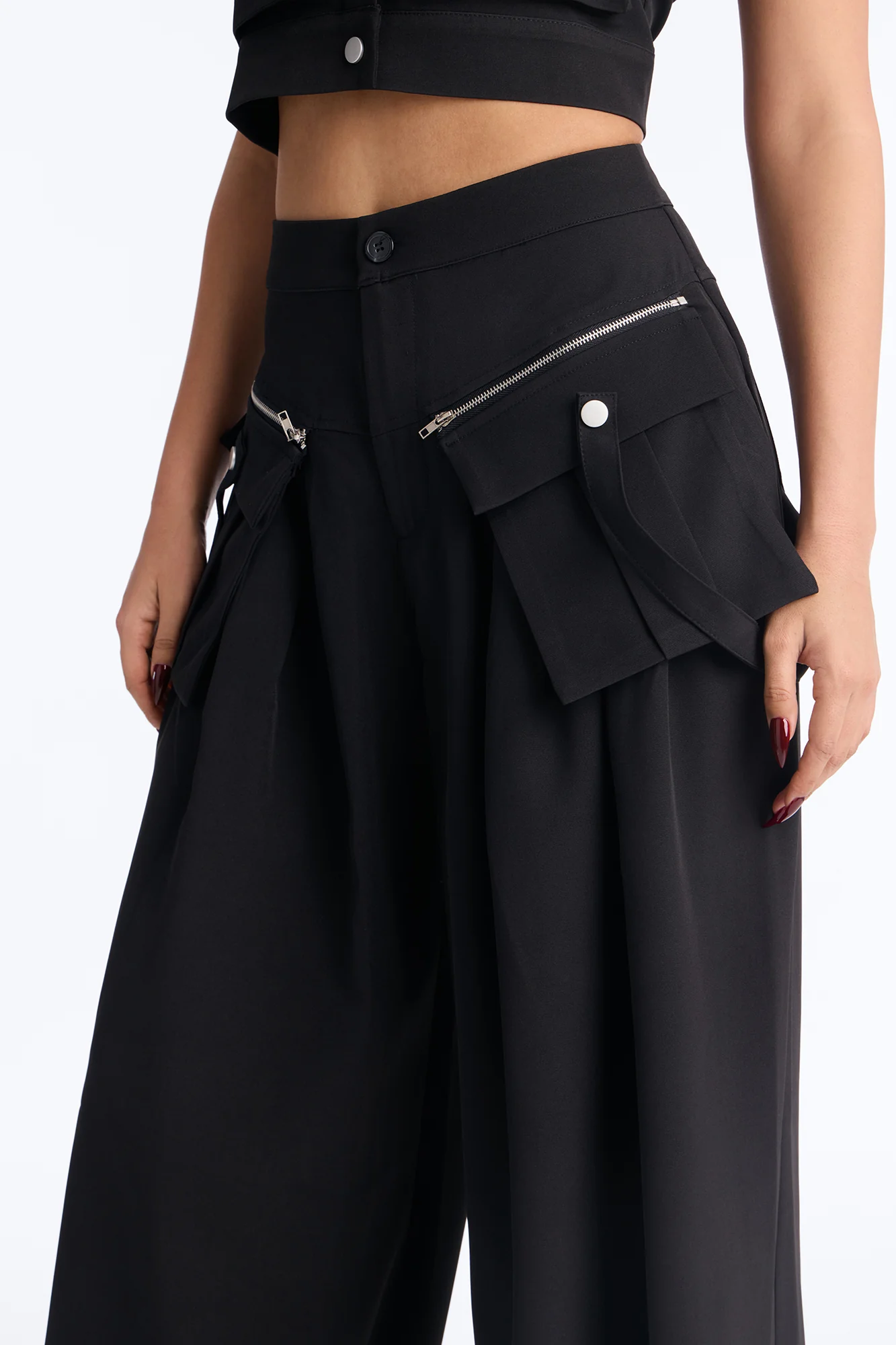 Yara Cargo Wide Leg Pant Set - Black - Image 3