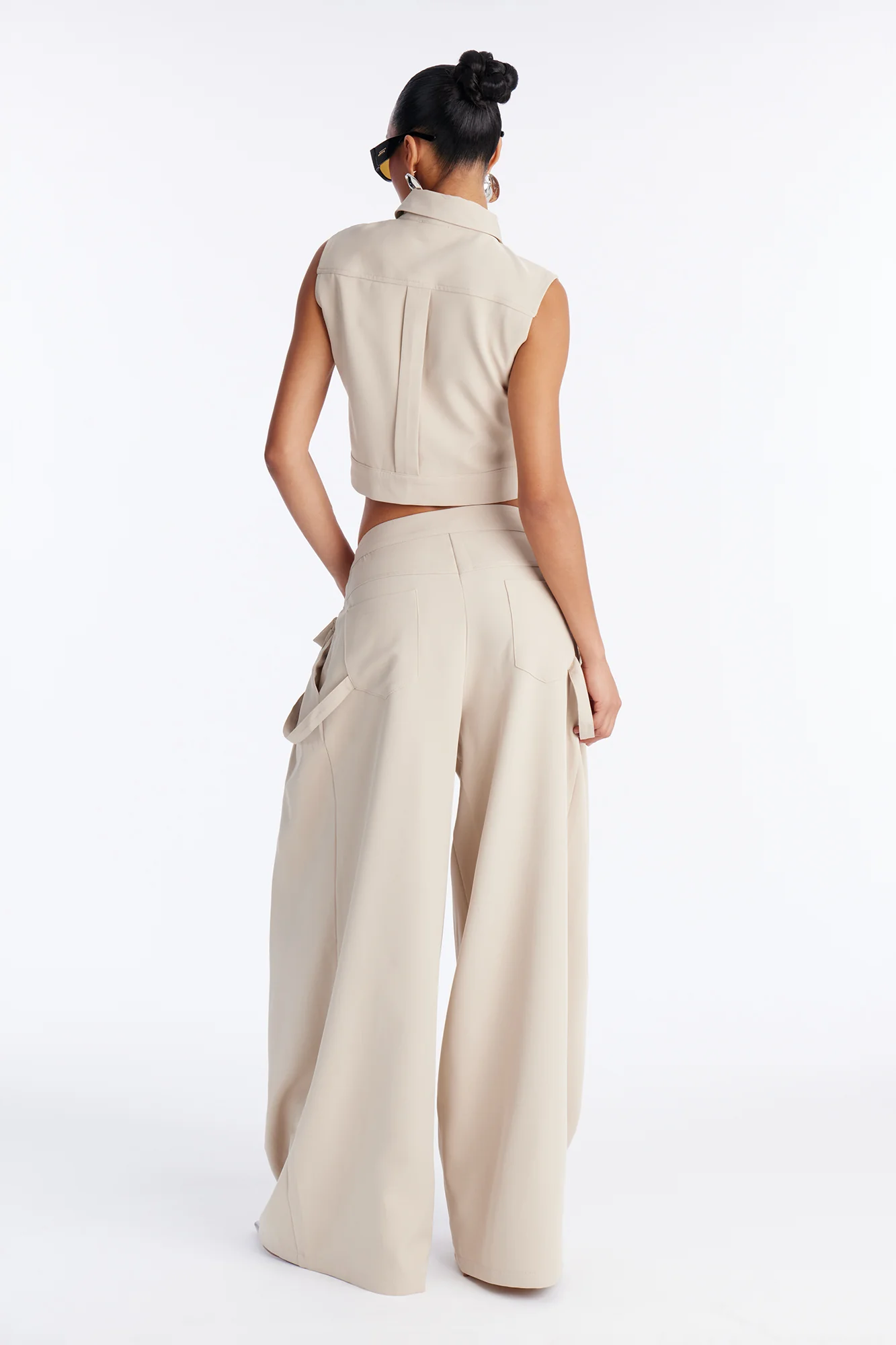 Yara Cargo Wide Leg Pant Set - Stone - Image 4