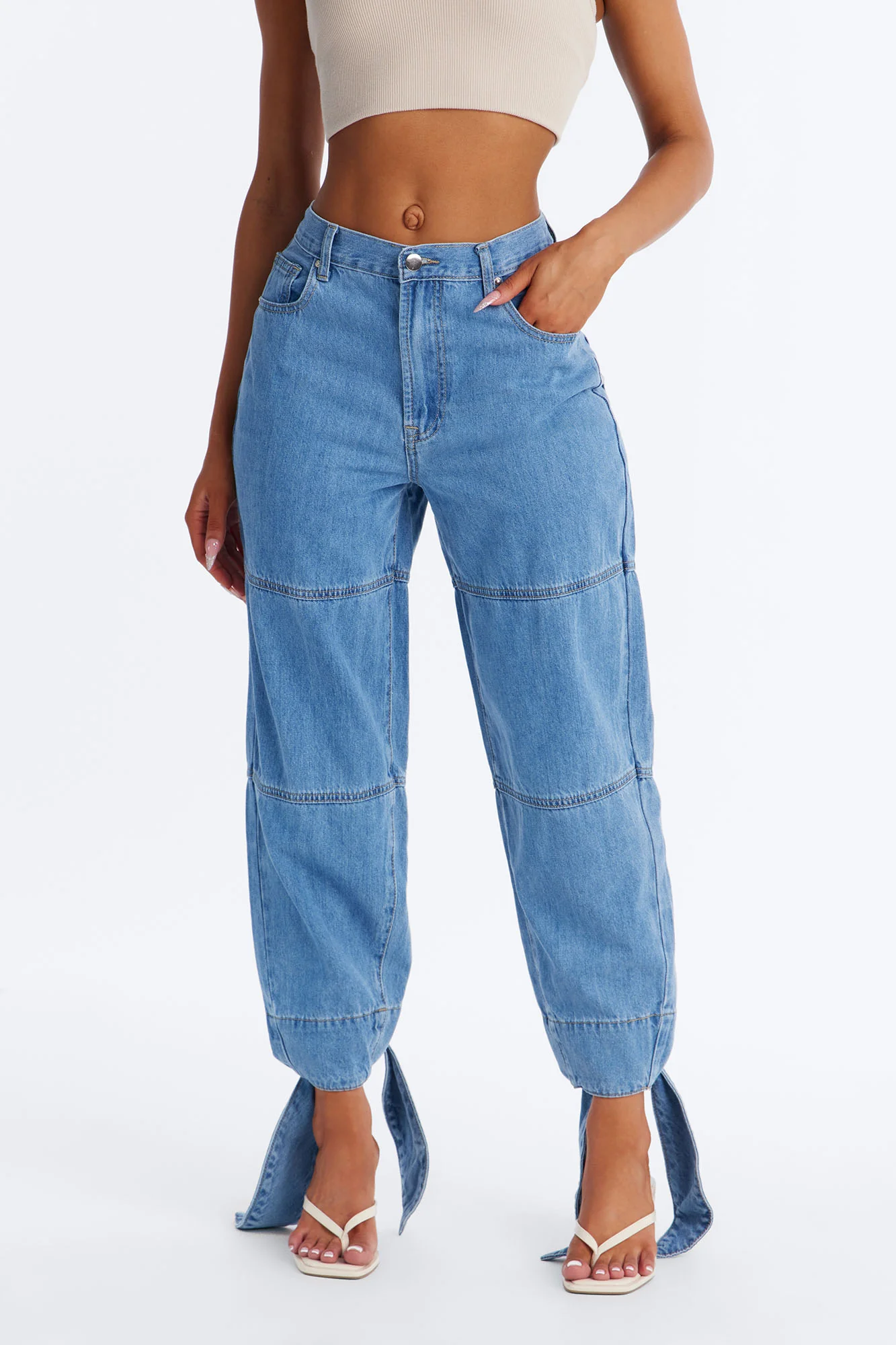 Yes My Darling Ankle Tie Jeans - Medium Wash