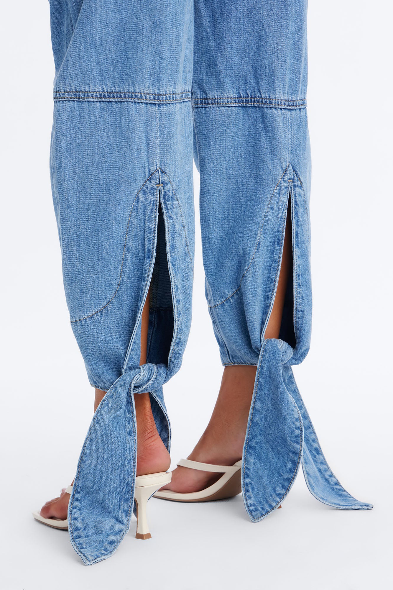 Yes My Darling Ankle Tie Jeans - Medium Wash - Image 4